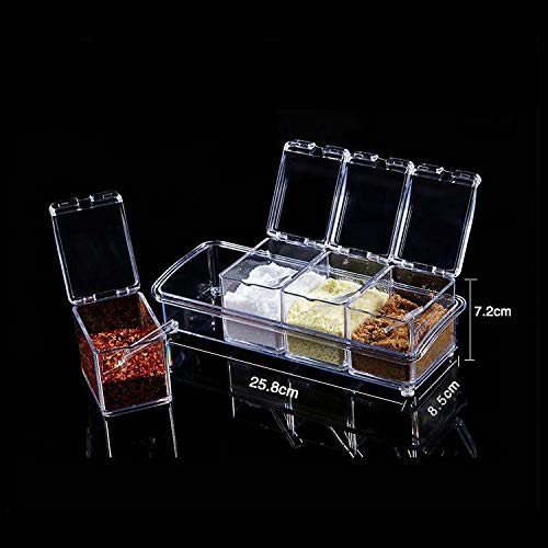 CAJAS CONDIMENTOS ACRILICOS 4 PIEZAS TRANSPARENTES RONDON - 4