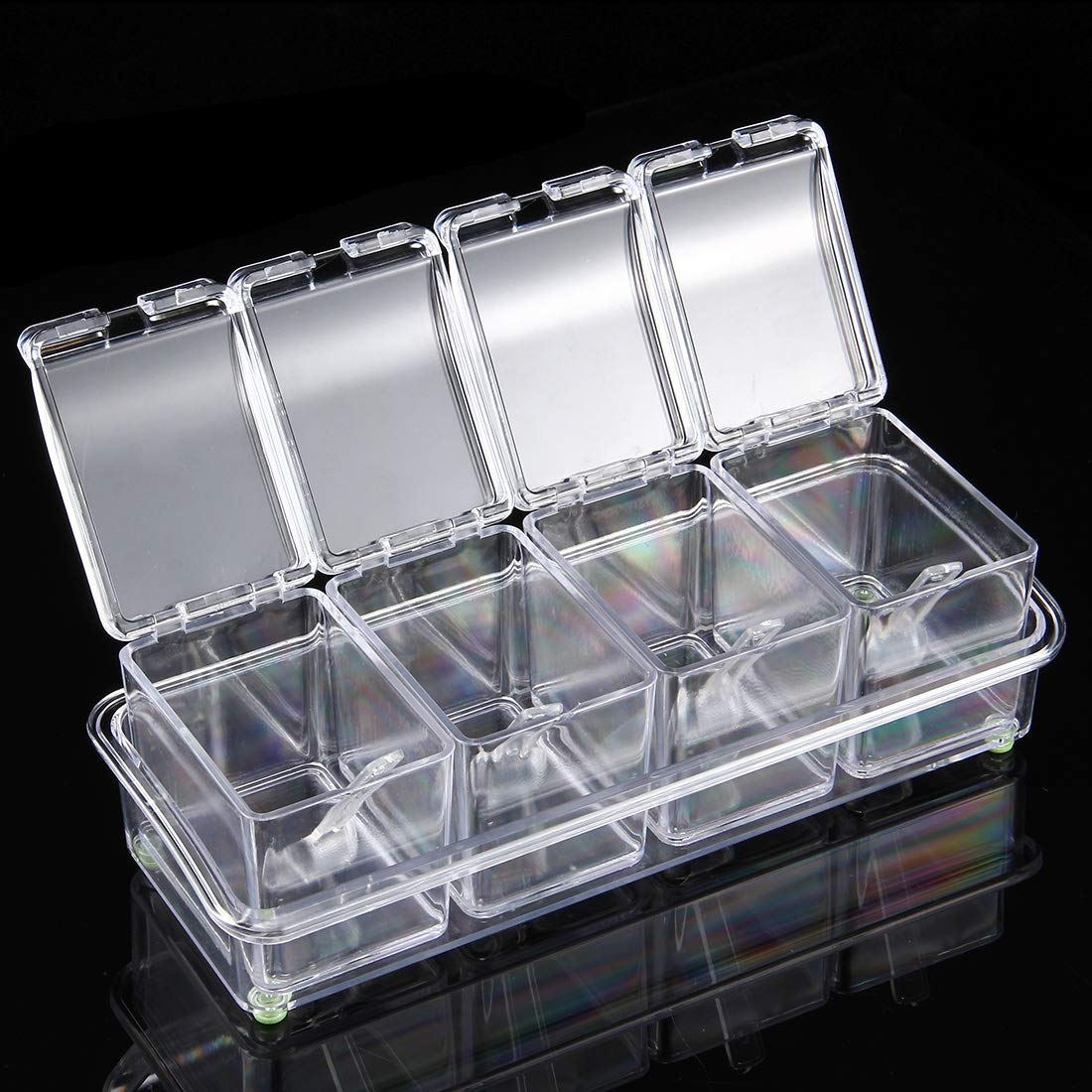 CAJAS CONDIMENTOS ACRILICOS 4 PIEZAS TRANSPARENTES RONDON - 5