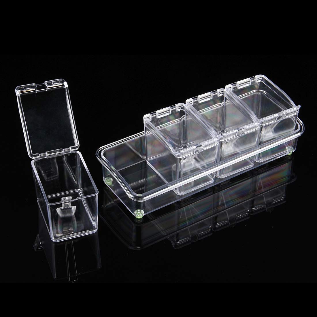 CAJAS CONDIMENTOS ACRILICOS 4 PIEZAS TRANSPARENTES RONDON - 6
