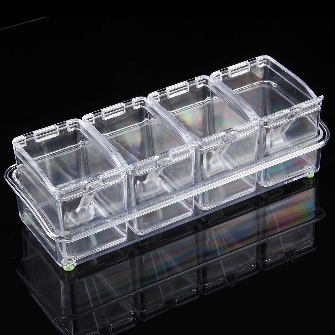 CAJAS CONDIMENTOS ACRILICOS 4 PIEZAS TRANSPARENTES RONDON - 7