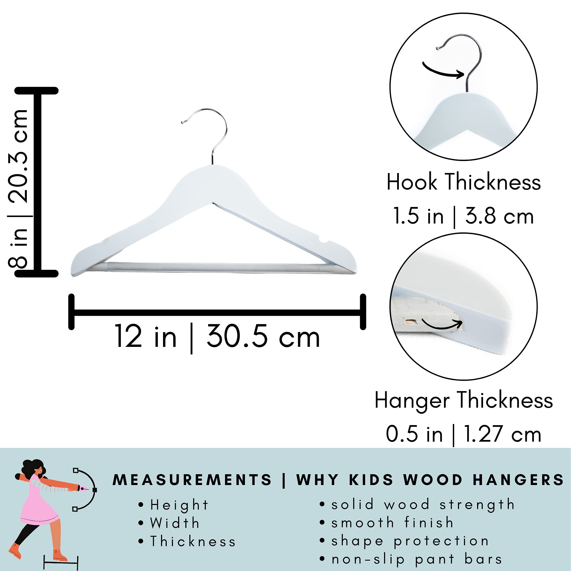 PERCHAS ROPA MADERA BLANCA MUECAS 6 UNIDADES RONDON - 6