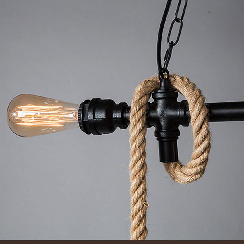 LAMPARA TECHO COLGANTE CUERDA VINTAGE ILUMINACION RONDON - 3