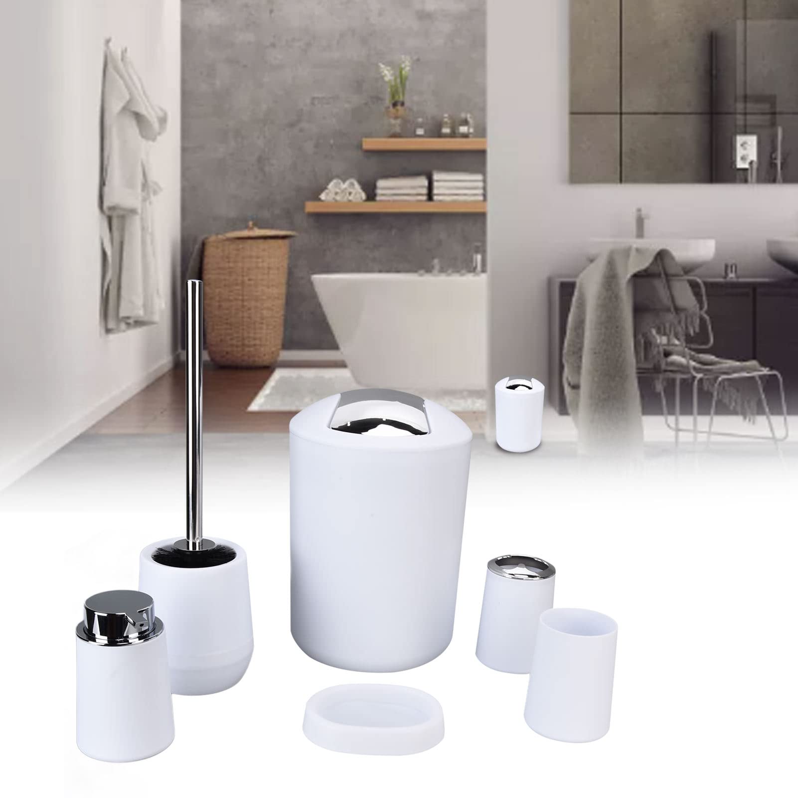 JUEGO ACCESORIOS BAÑO 6 PIEZAS DECORACION MODERNO RONDON - 8