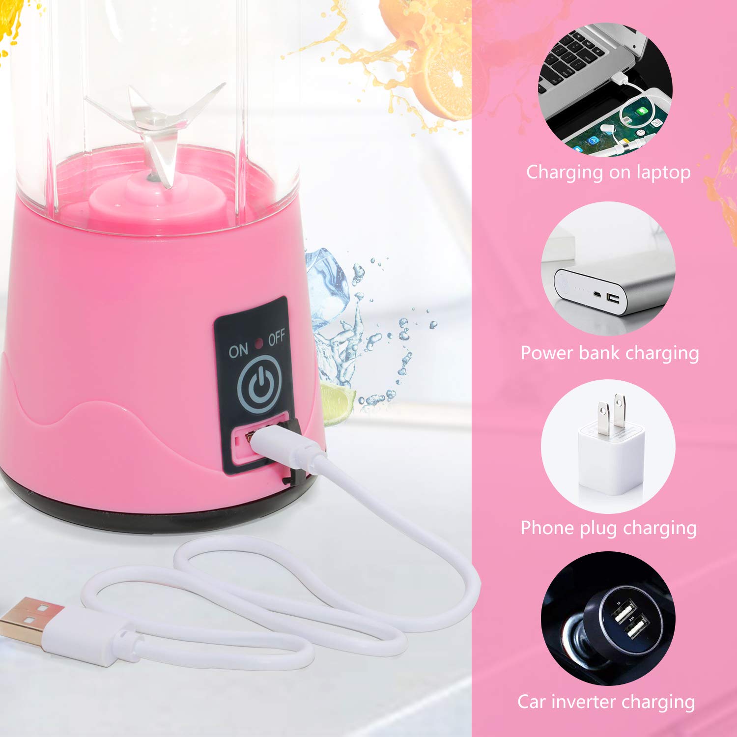 LICUADORA RECARGABLE USB CUCHILLAS MULTIFUNCIONAL RONDON - 2