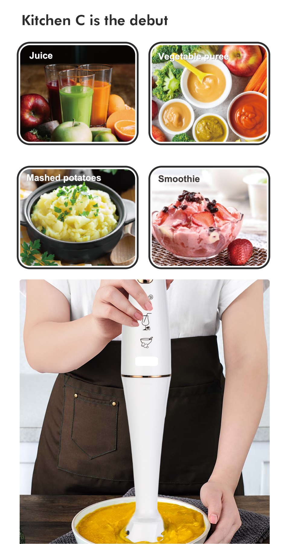 BATIDORA MANUAL ELÉCTRICA CALIDAD INMERSIÓN COCINA RONDON - 5