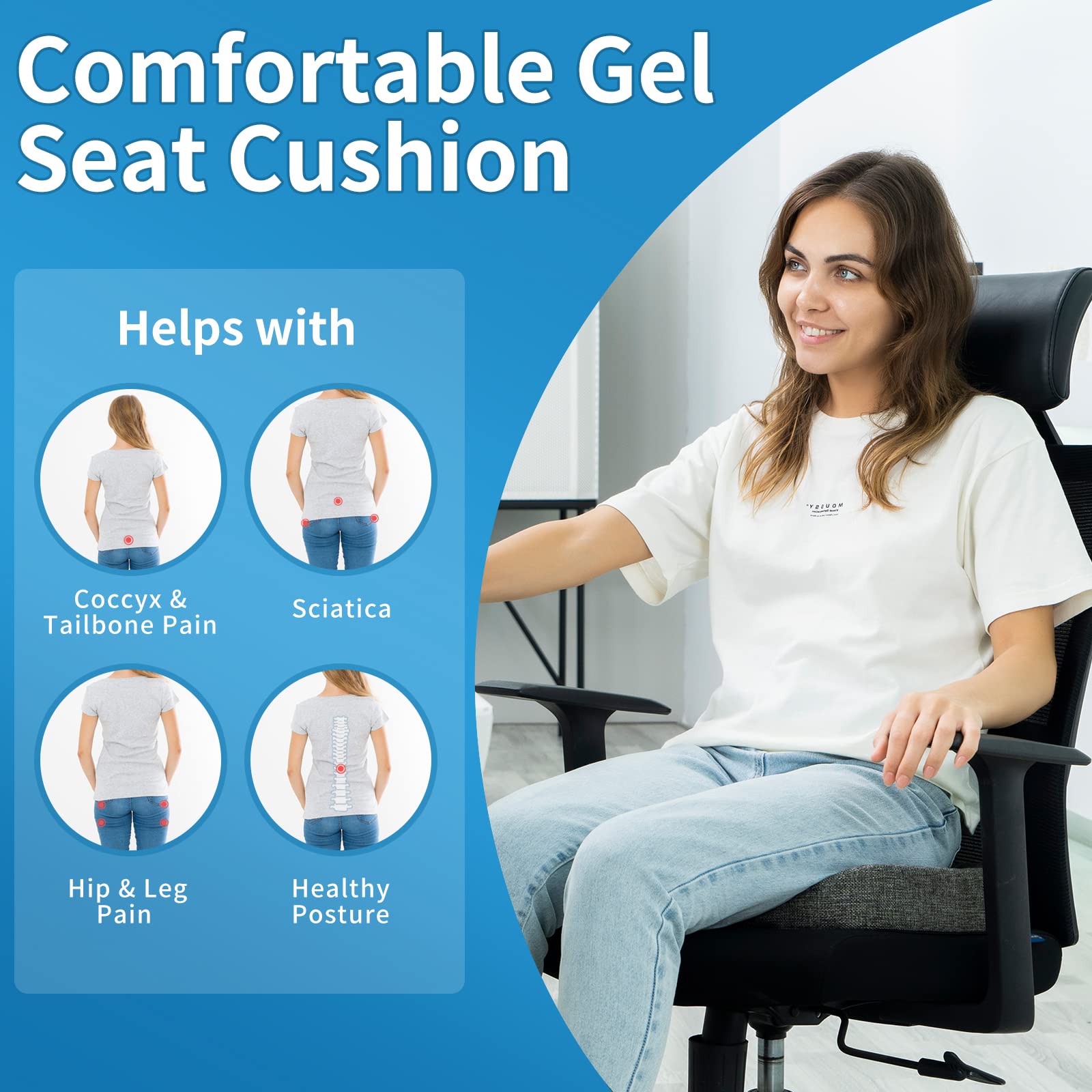 COJÍN ASIENTO VISCOELÁSTICO ALIVIO DOLOR VIAJE RONDON - 4