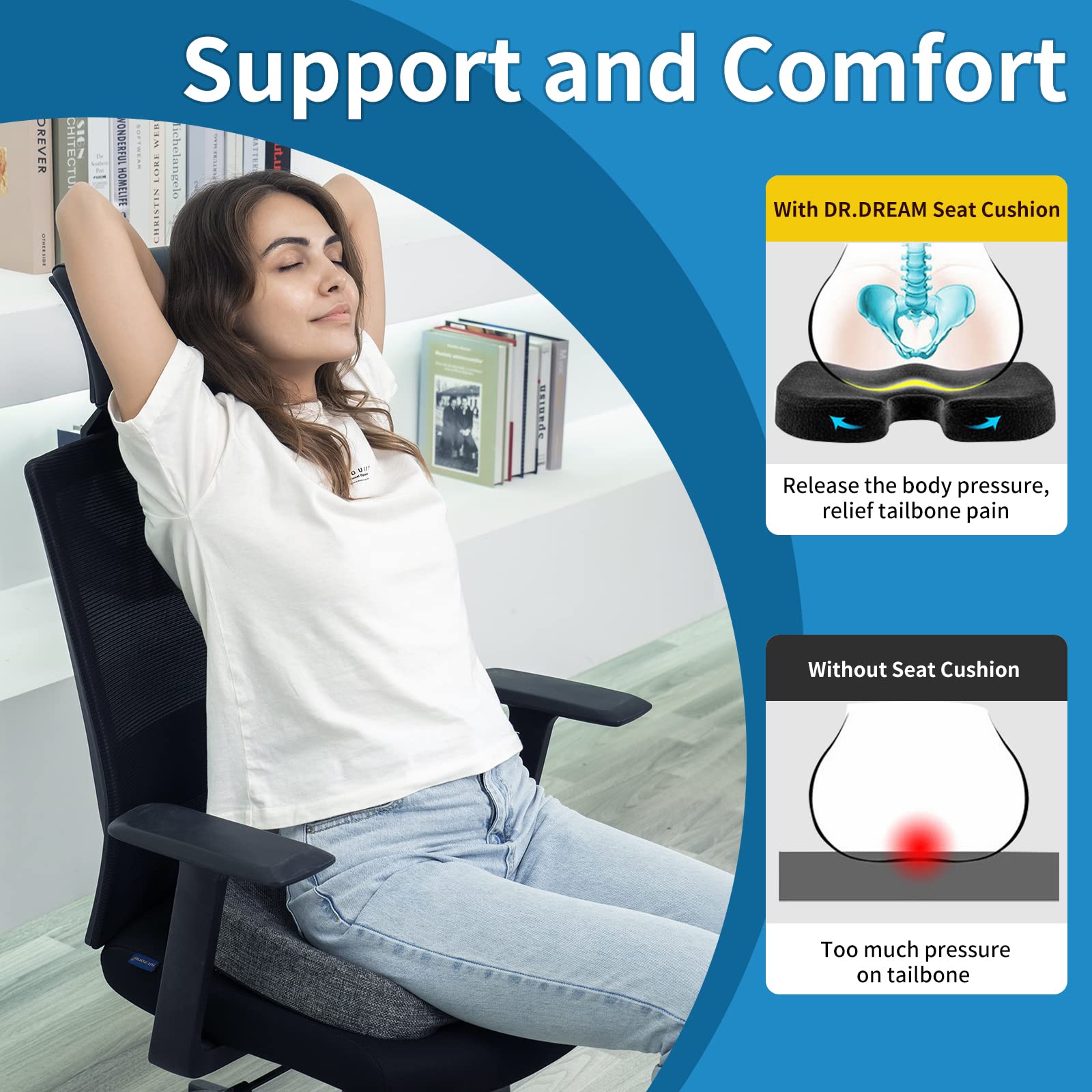 COJÍN ASIENTO VISCOELÁSTICO ALIVIO DOLOR VIAJE RONDON - 5