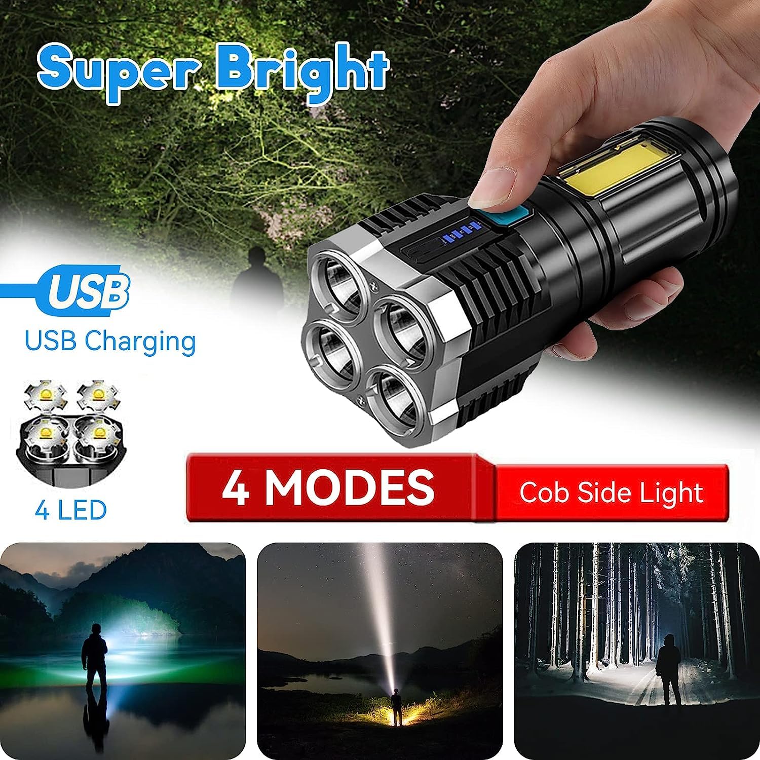 LINTERNA PORTATIL CAMPING CARGA USB ILUMINACION LUZ RONDON - 6