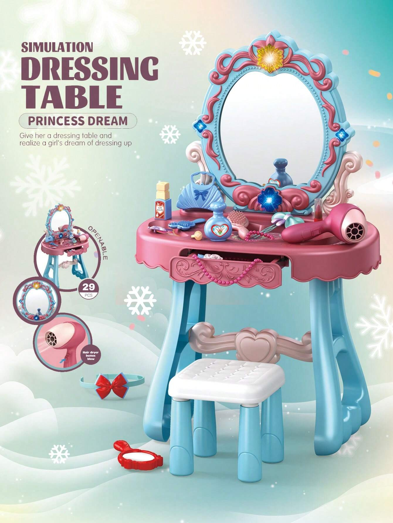 TOCADOR PRINCESA JUEGOS SIMULACIÓN JOYERÍA REGALO RONDON - 3