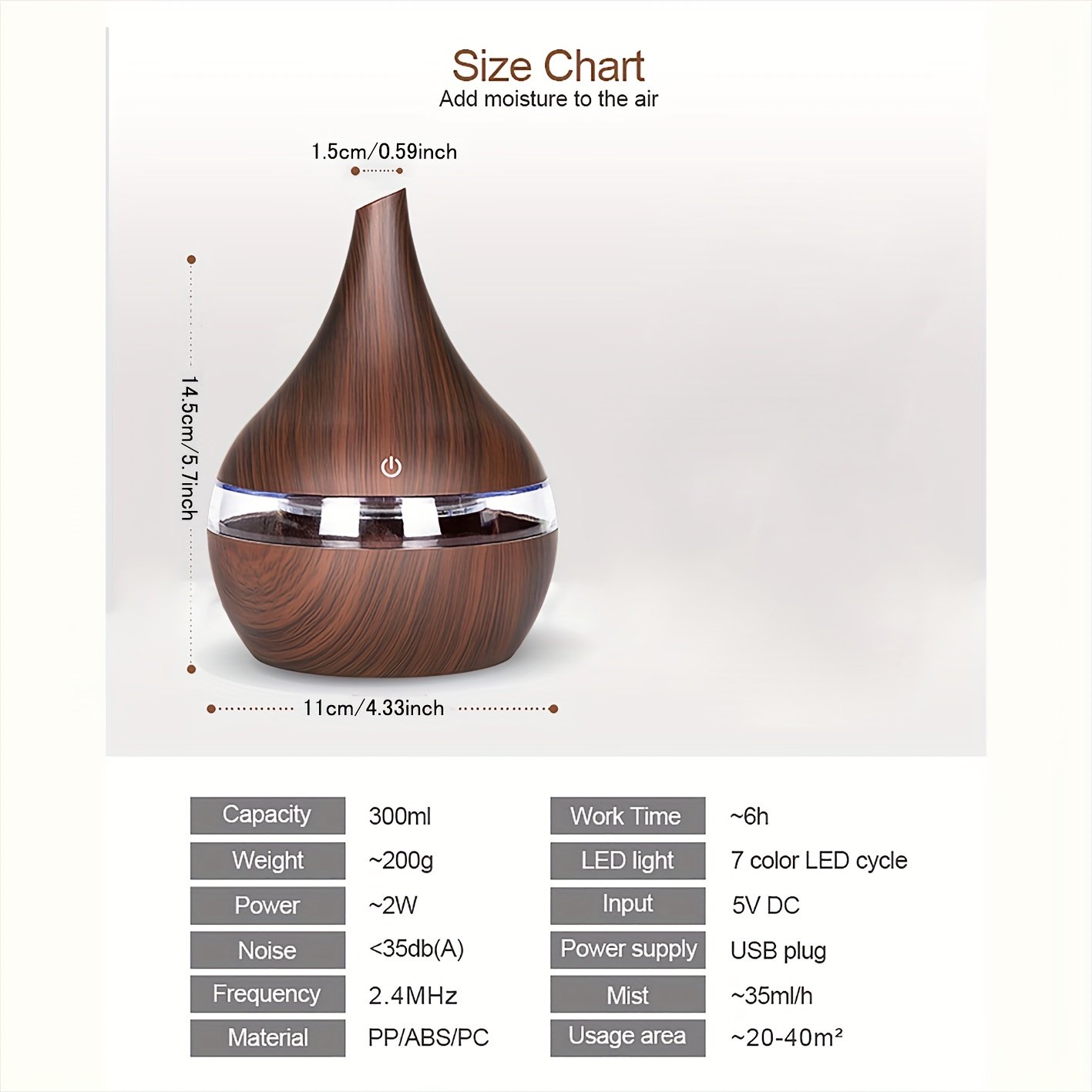 MINI HUMIDIFICADOR LED HUMEDAD SIETE COLORES LUZ LED RONDON - 2