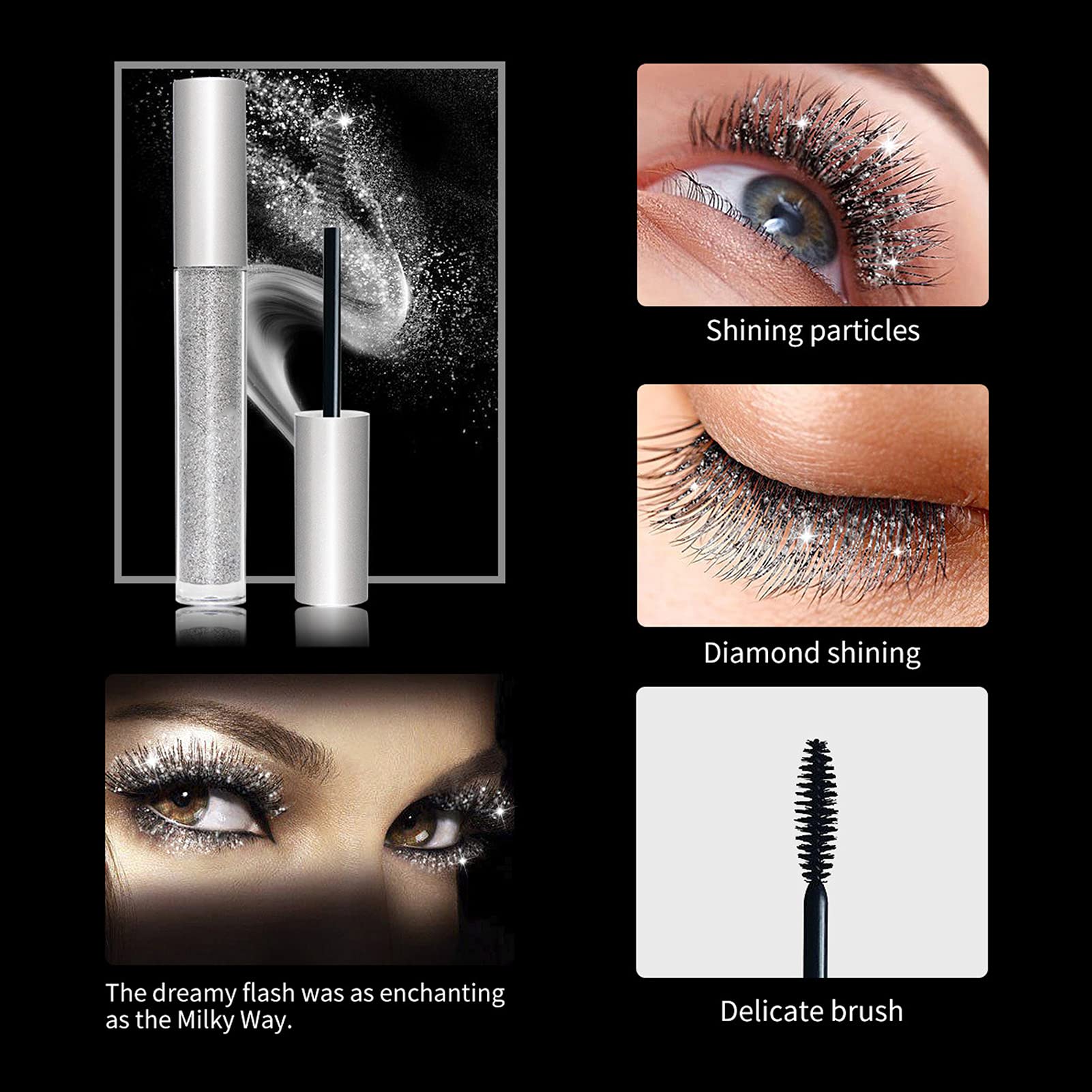 MÁSCARA PESTAÑA BRILLANTE COLORIDAS MAQUILLAJE ROSTRO RONDON - 7