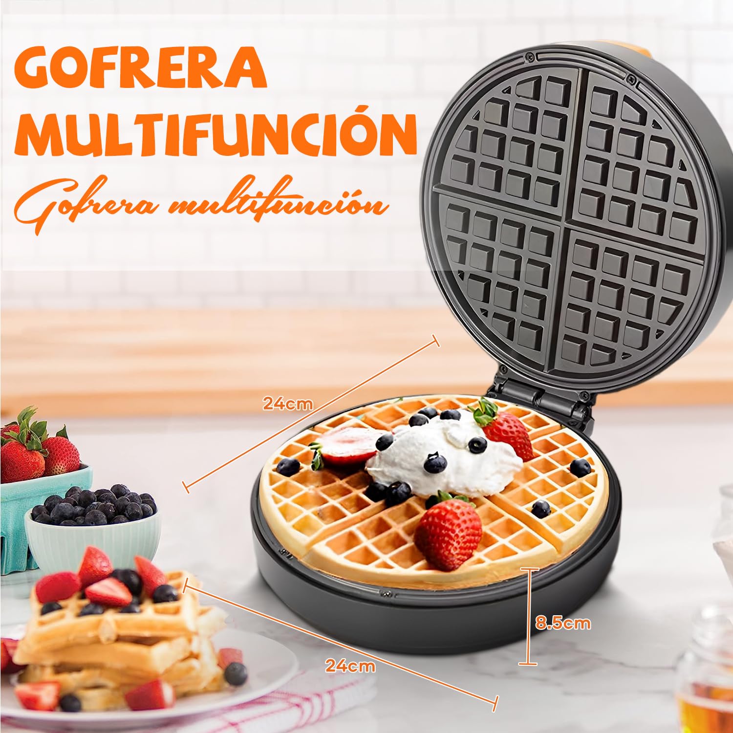 MÁQUINA WAFFLES DOBLE PLANCHA ANTIADHERENTE APERITIVO RONDON - 7