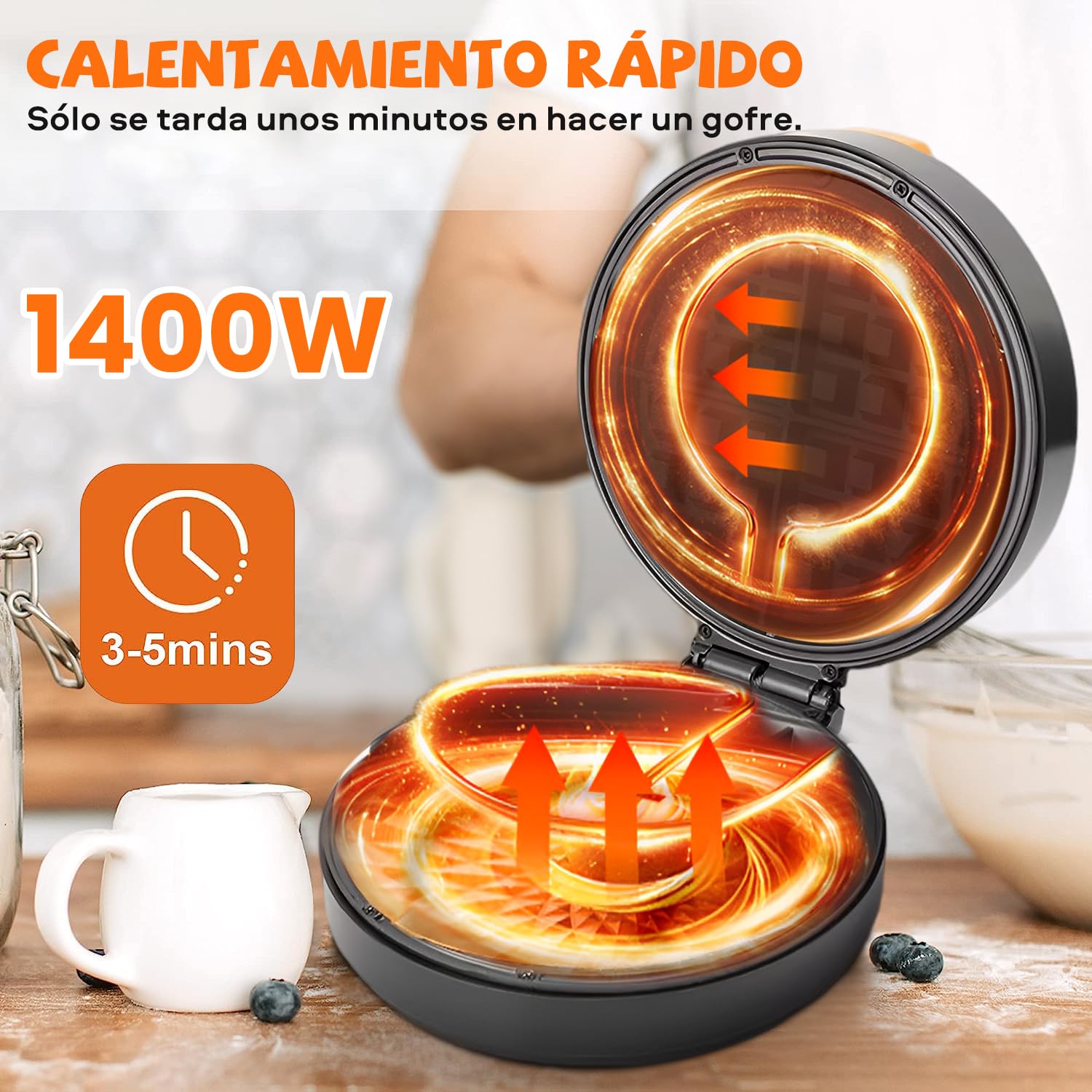 MÁQUINA WAFFLES DOBLE PLANCHA ANTIADHERENTE APERITIVO RONDON - 9