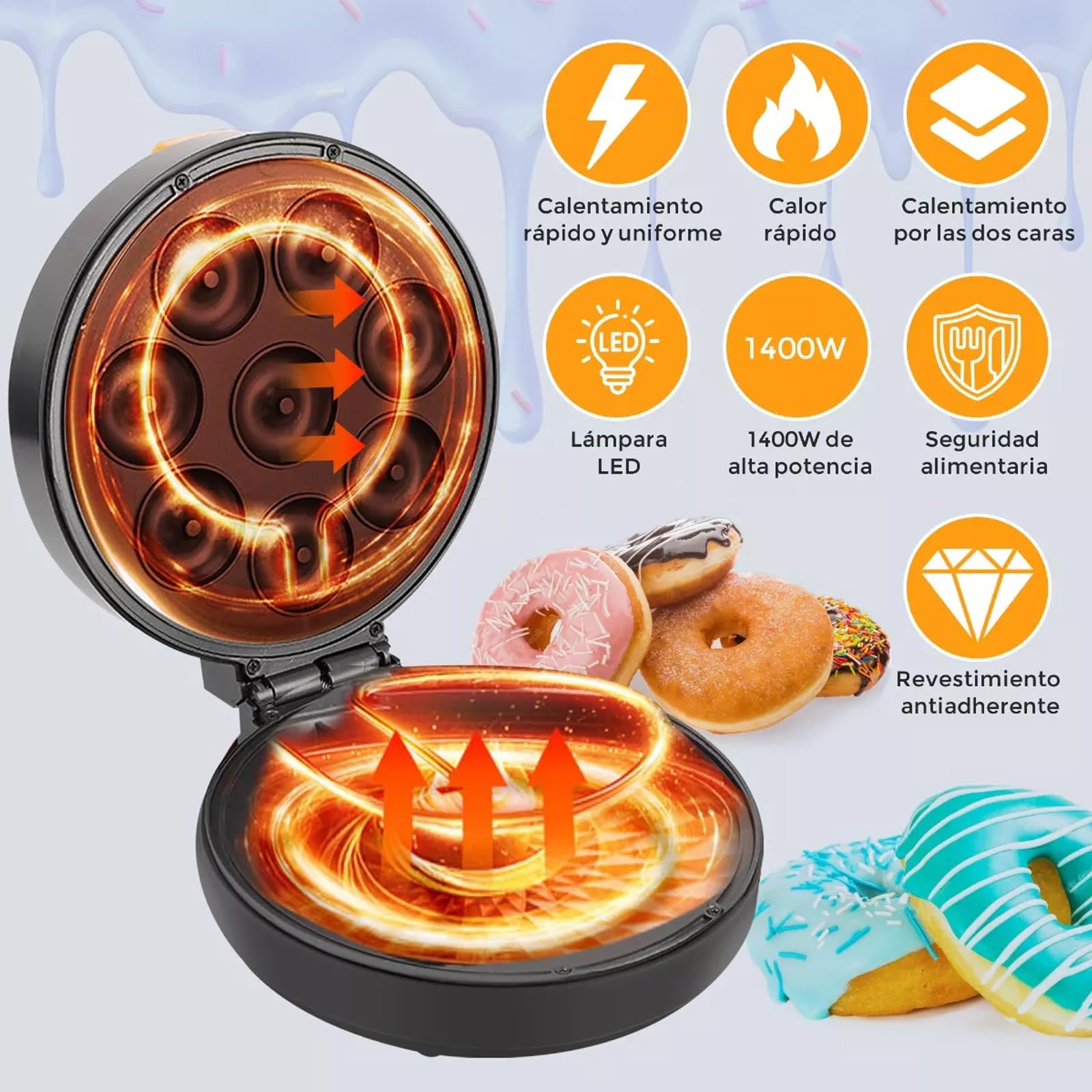 MÁQUINA DONAS AGUJERO DONUTS DOBLE CARA ANTIADHERENTE RONDON - 3