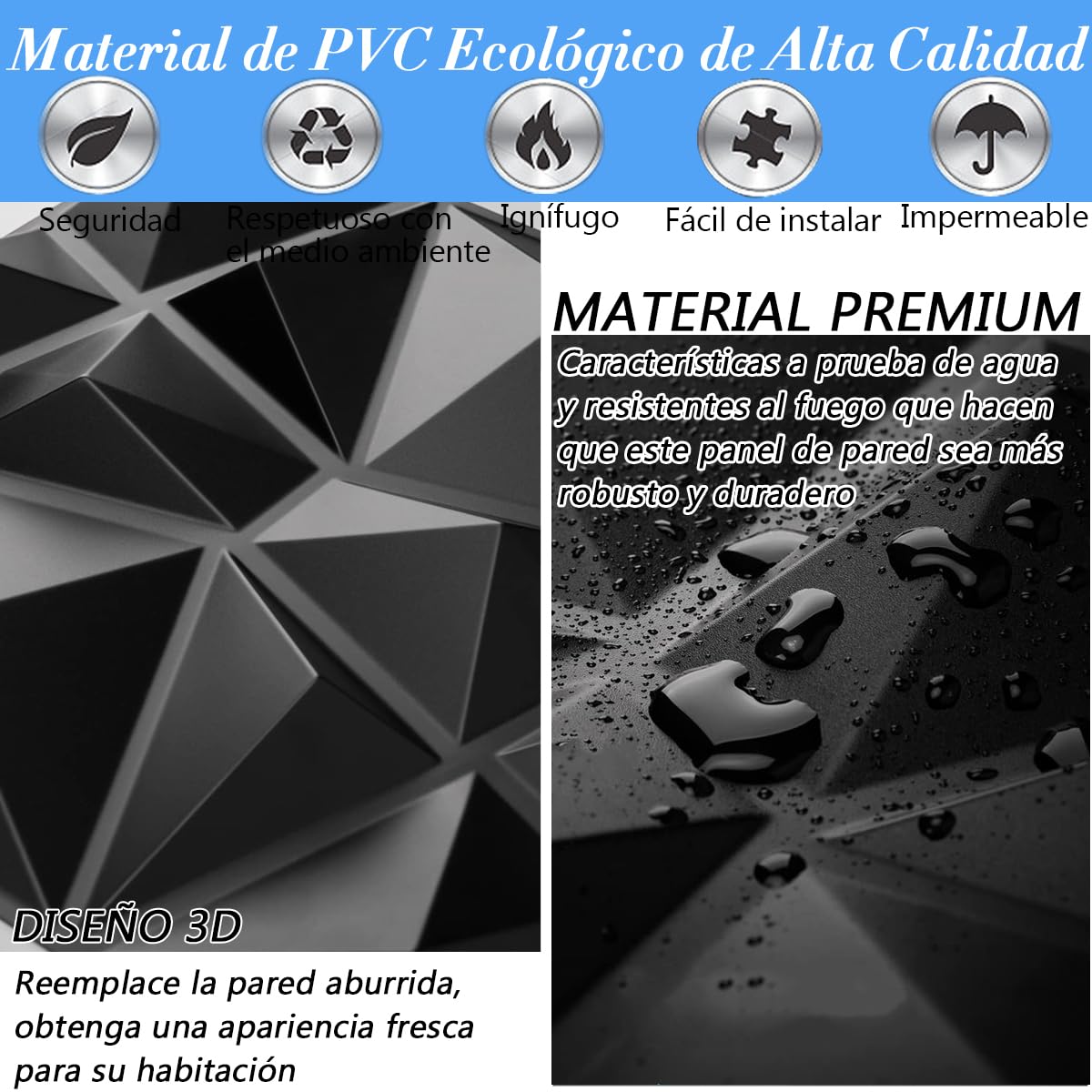 PANEL DE PARED 13PM NUEVO DECORACIÓN ESTÉREO 3D ADHESIVO HOGAR RONDON - 4