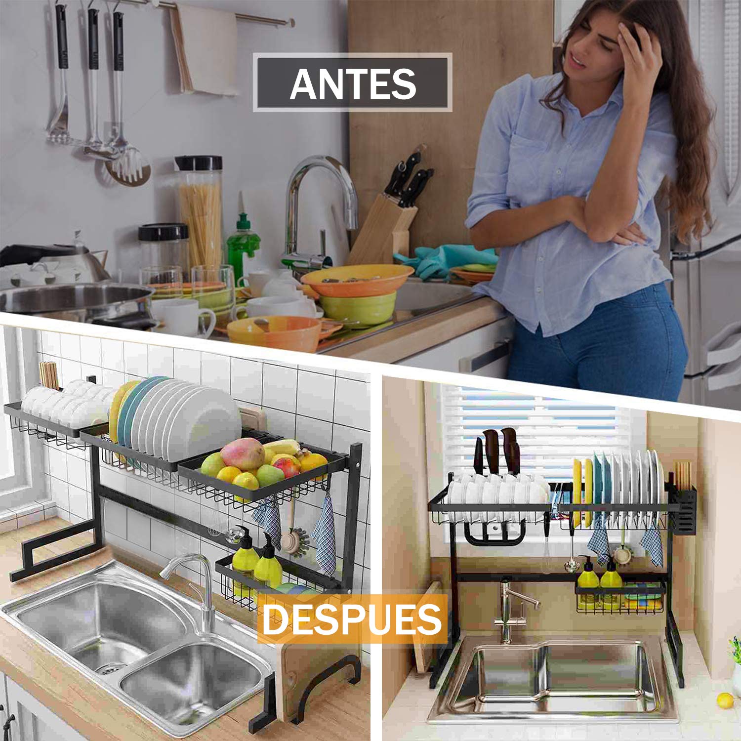 SECAPLATOS FREGADERO ESCURRIDOR SECADO ORGANIZADOR RONDON - 7