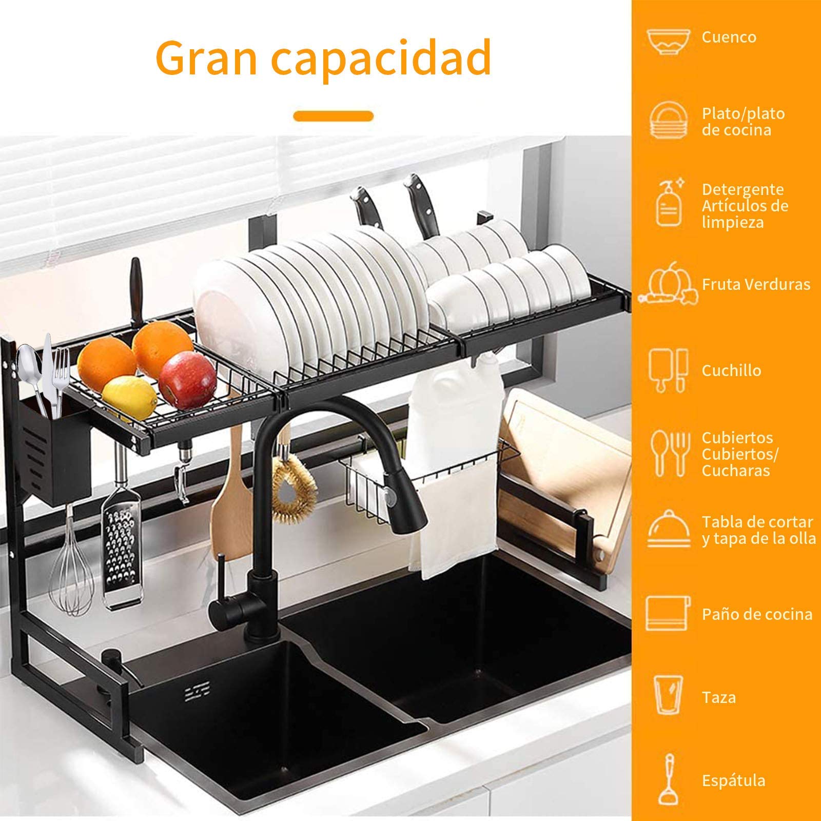 SECAPLATOS FREGADERO ESCURRIDOR SECADO ORGANIZADOR RONDON - 9