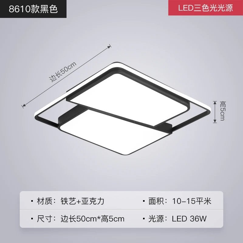 LÁMPARA TECHO CUADRADA LED INTERIOR ATENUACIÓN RONDON - 8