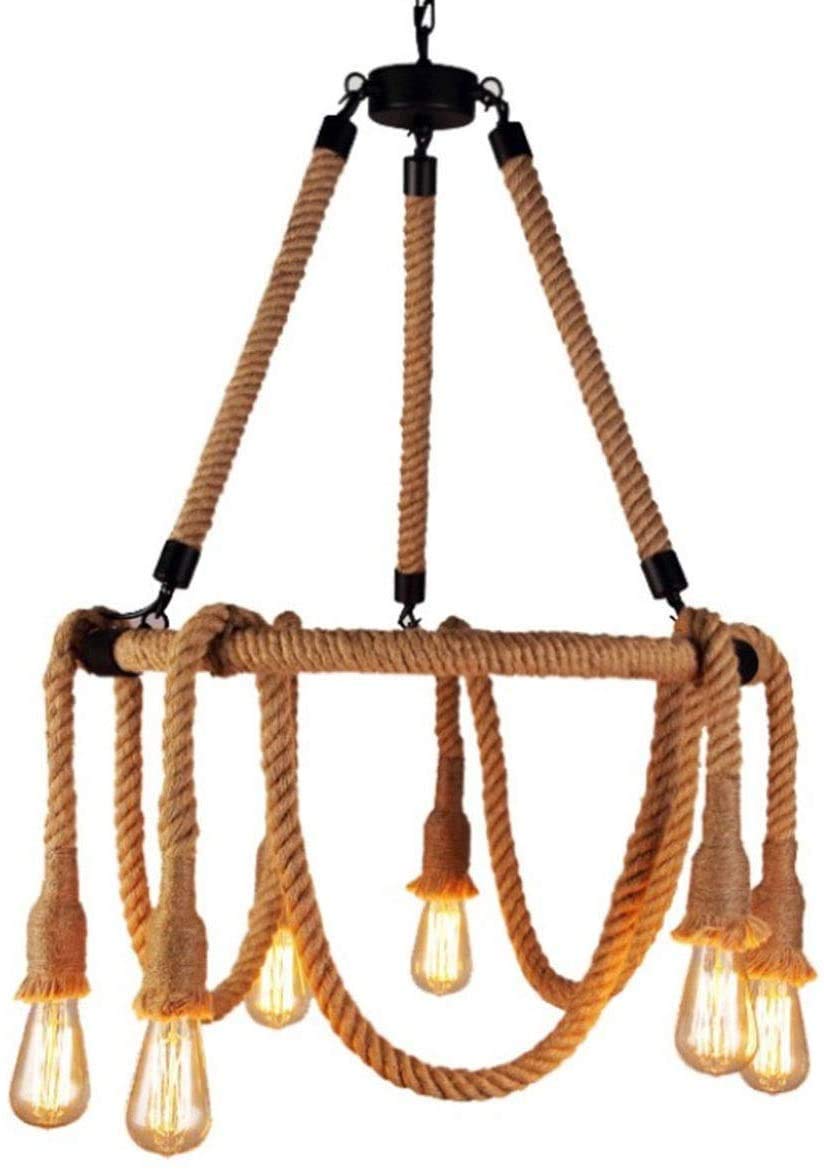 LÁMPARA COLGANTES RETRO INDUSTRIAL CÁÑAMO HOTEL HOGAR RONDON - 5