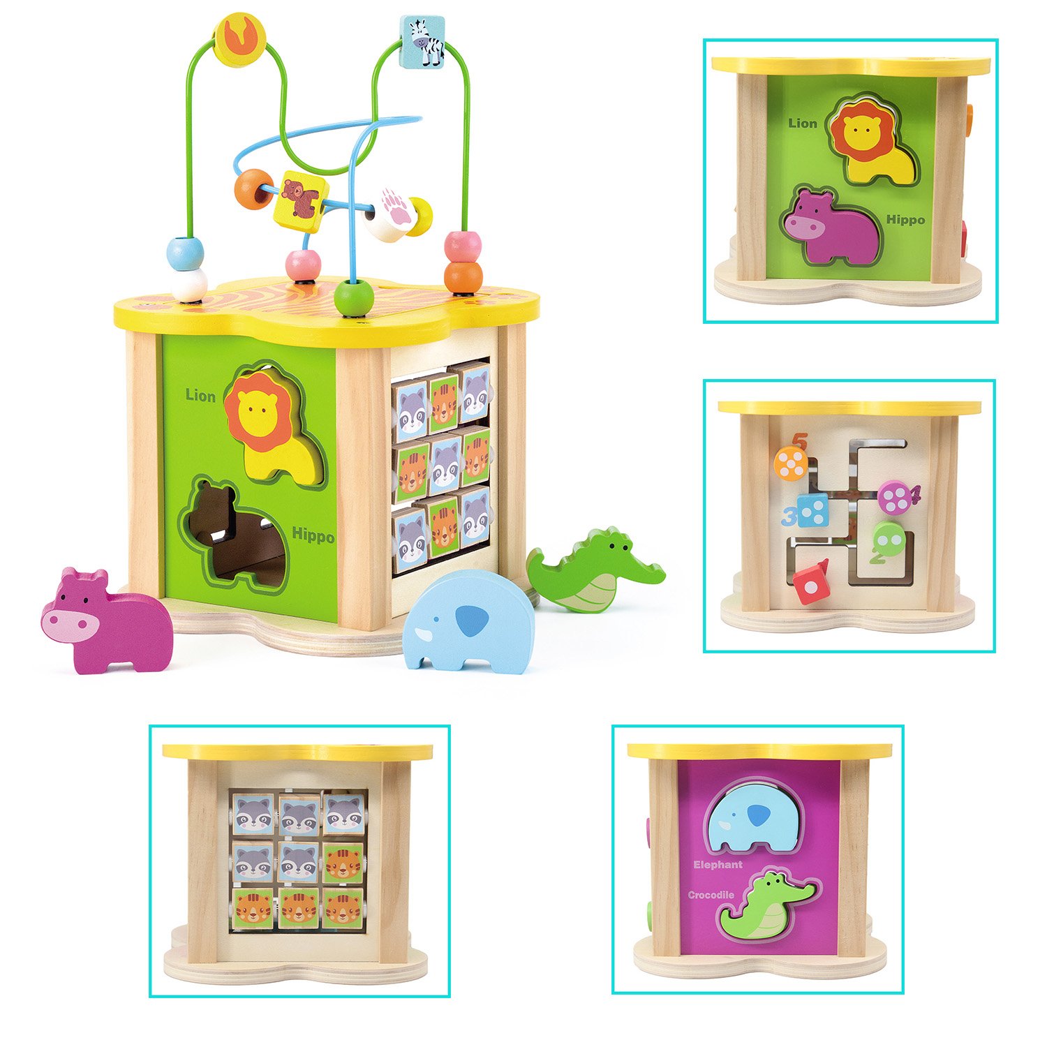 CENTRO ACTIVIDADES MODERN BABY CUBO 5 EN 1 LABERINTO ANIMAL RONDON MULTICOLOR - 4