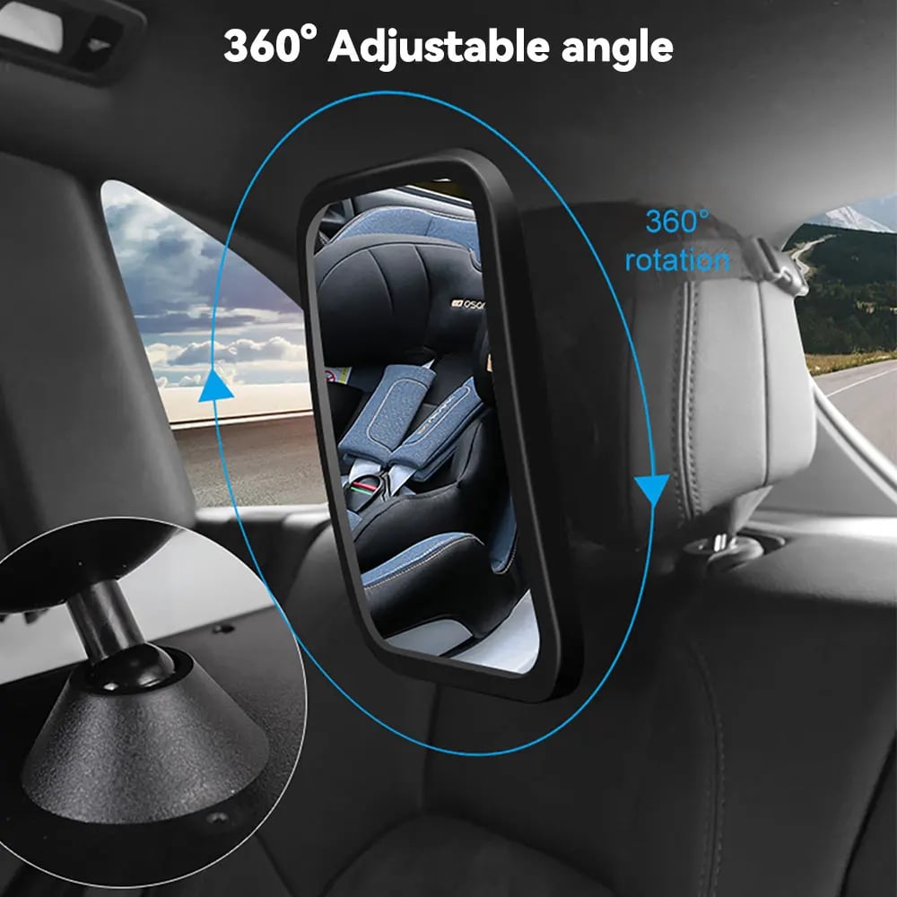 ESPEJO RETROVISOR BEBÉ COCHE ROTACIÓN 360 AJUSTABLE RONDON - 1
