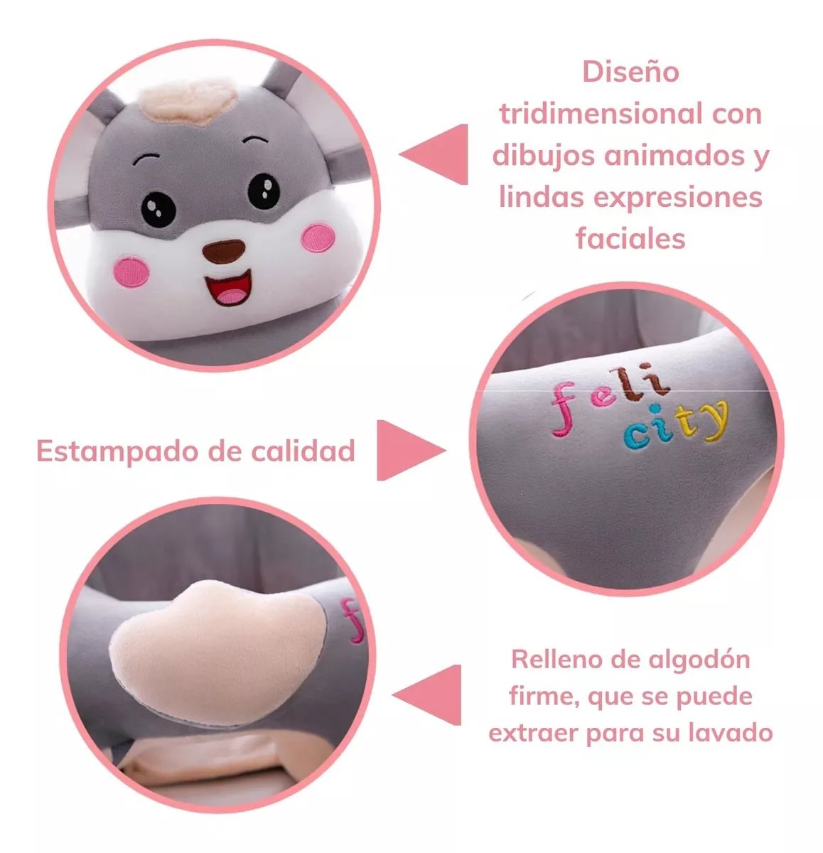 ASIENTO NIÑOS SONAJERO APOYO BEBE NIÑOS GUAGUA FELPA RONDON - 8