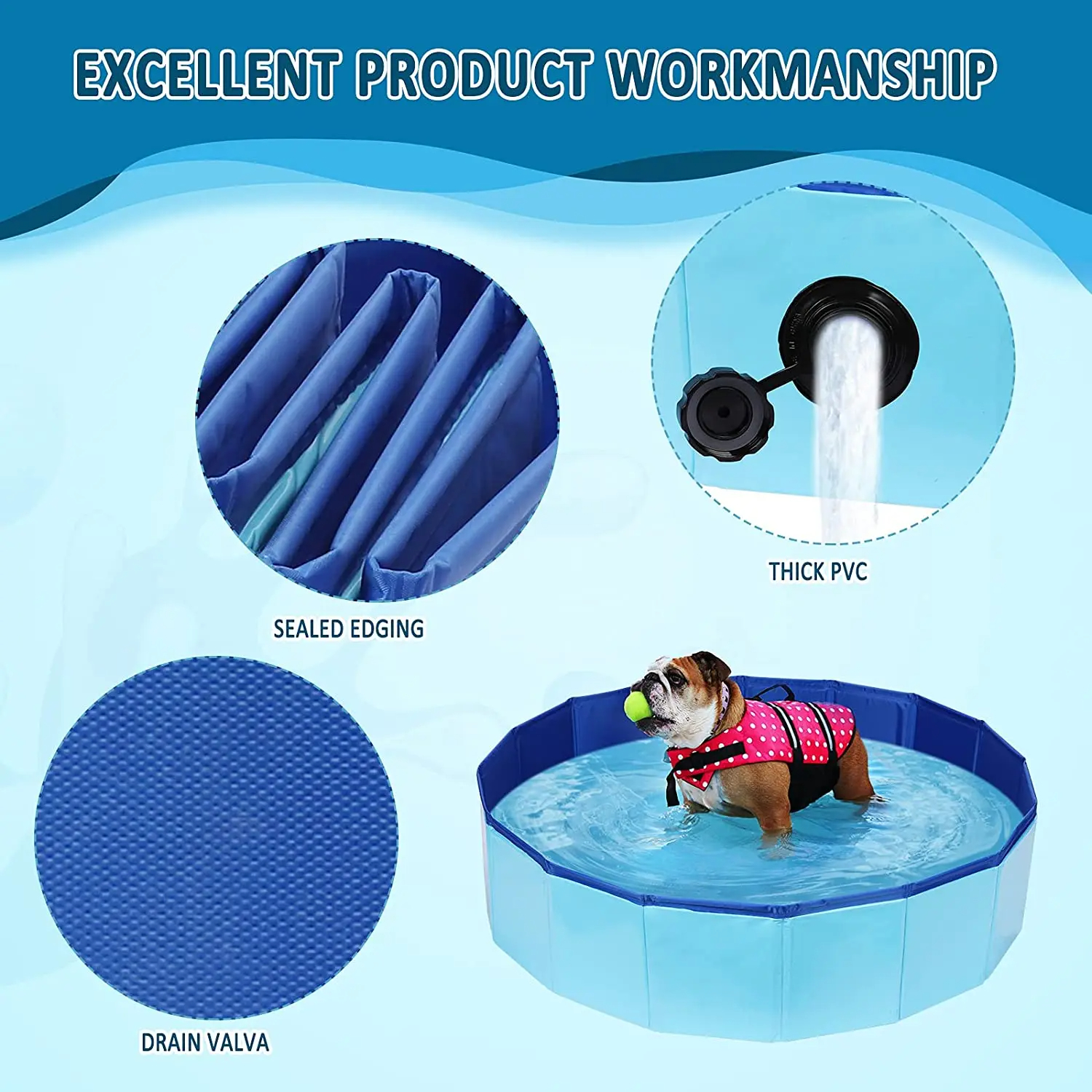 JUGUETE PERROS PISCINA PLEGABLE EXTERIOR DIVERSION RONDON HCC - 3