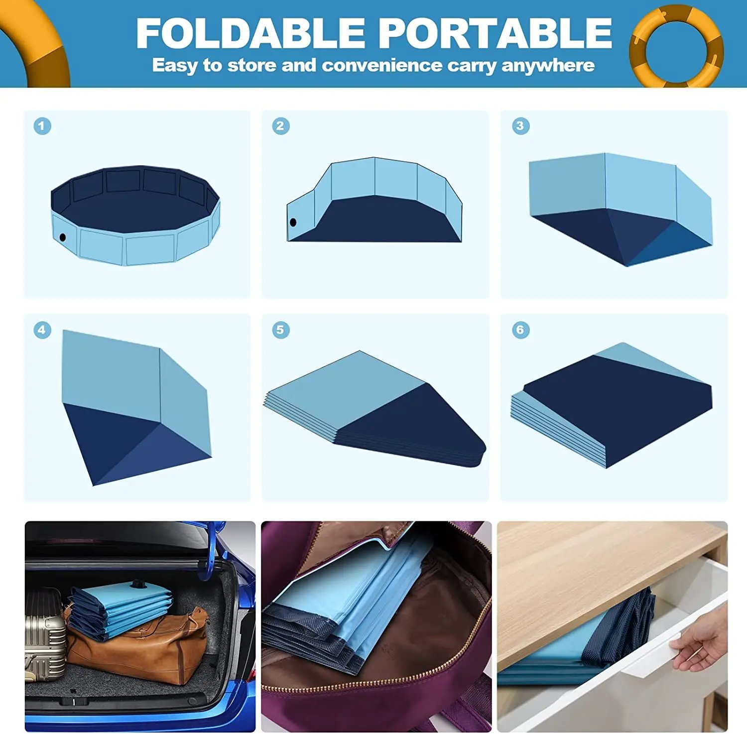 JUGUETE PERROS PISCINA PLEGABLE PORTATIL PVC RONDON HCC - 7