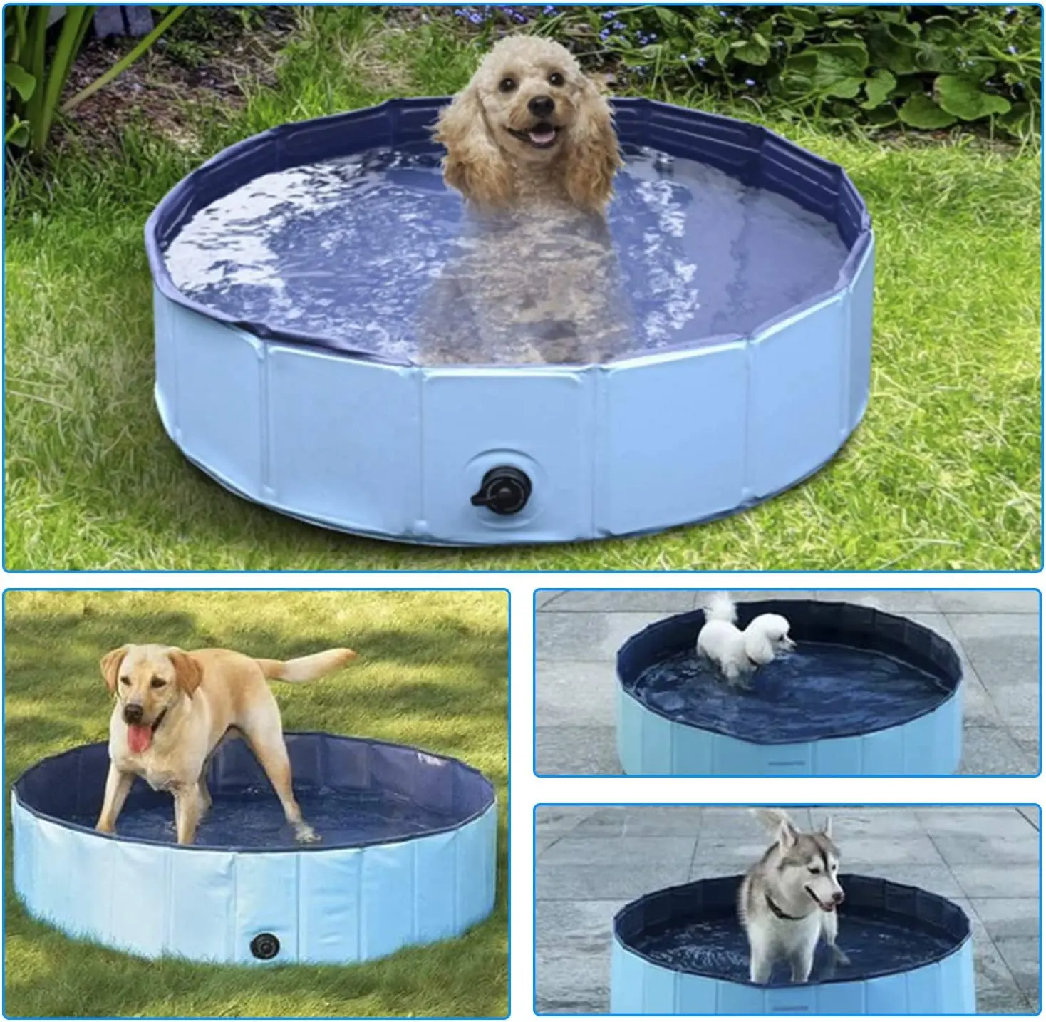 JUGUETE PERROS PISCINA PLEGABLE PORTATIL PVC RONDON HCC - 9