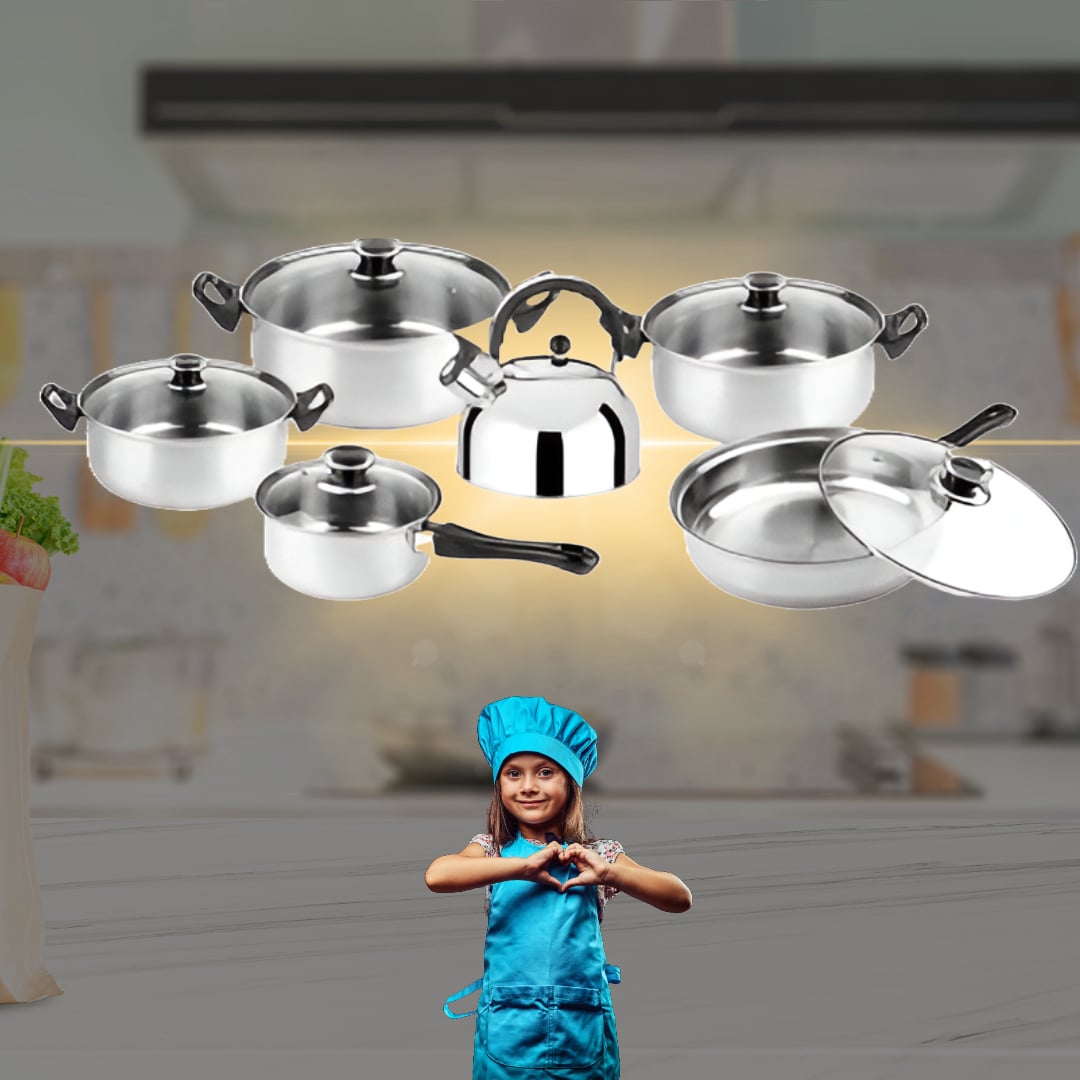 JUEGO OLLAS COCINA BATERÍA 12 PZS CACEROLAS SARTEN RONDON - 1