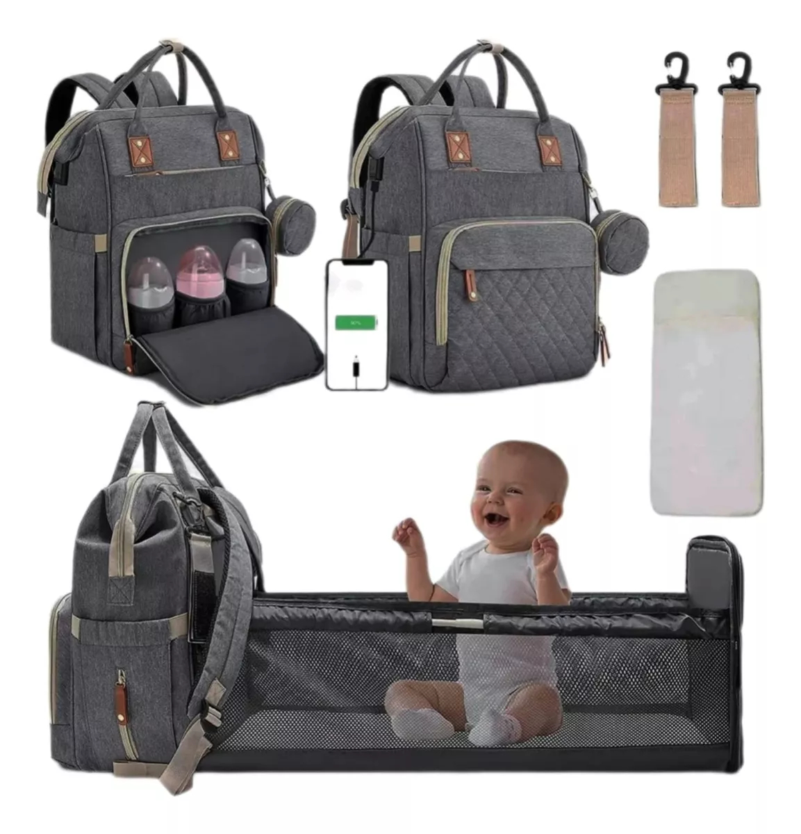 MOCHILA INSIGHT PAÑALES IMPERMEABLE GRAN CAPACIDAD OXFORD RONDON MULTICOLOR - 2