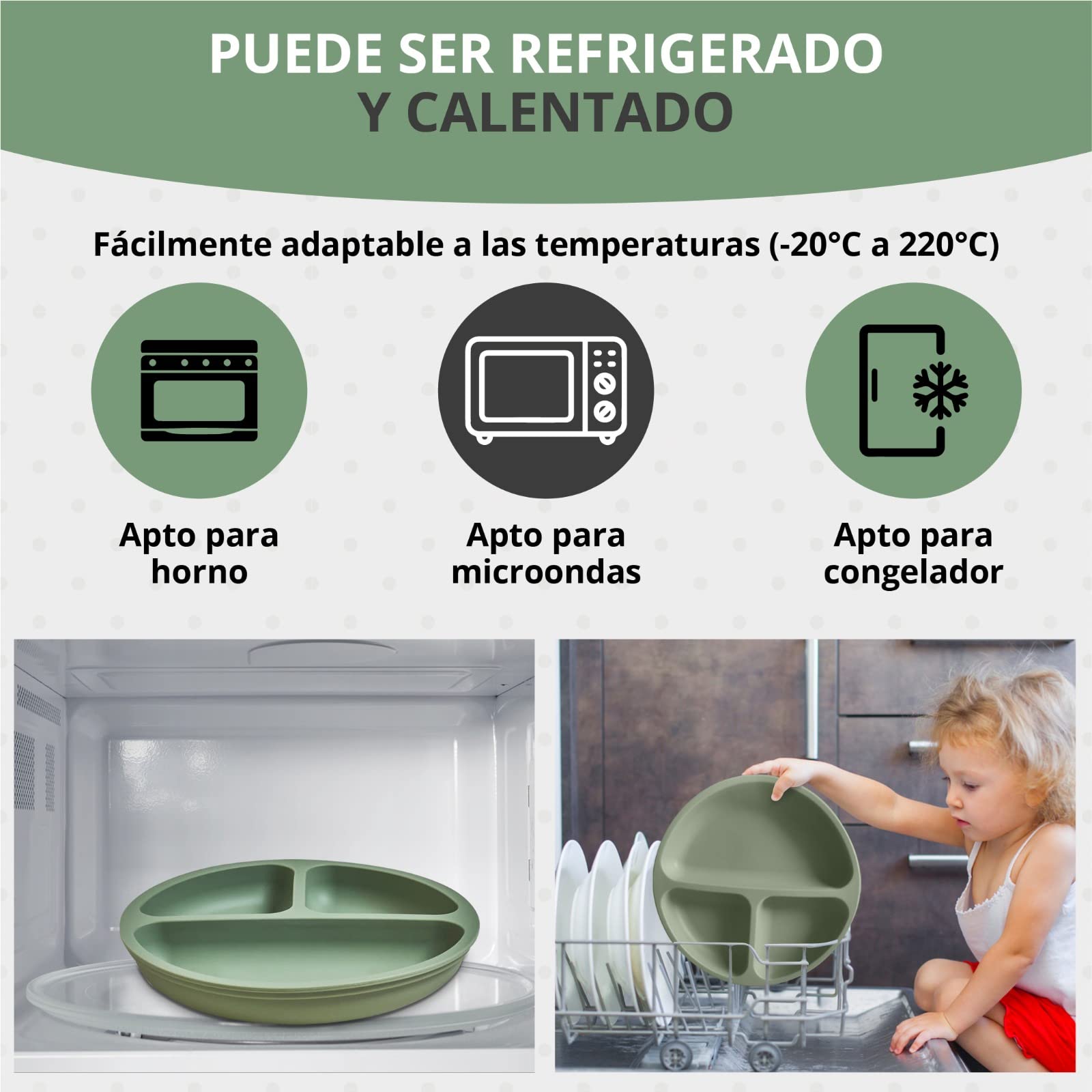 SET VAJILLA ALIMENTACIÓN BEBE PLATOS SILICONA SUCCIÓN RONDON - 7