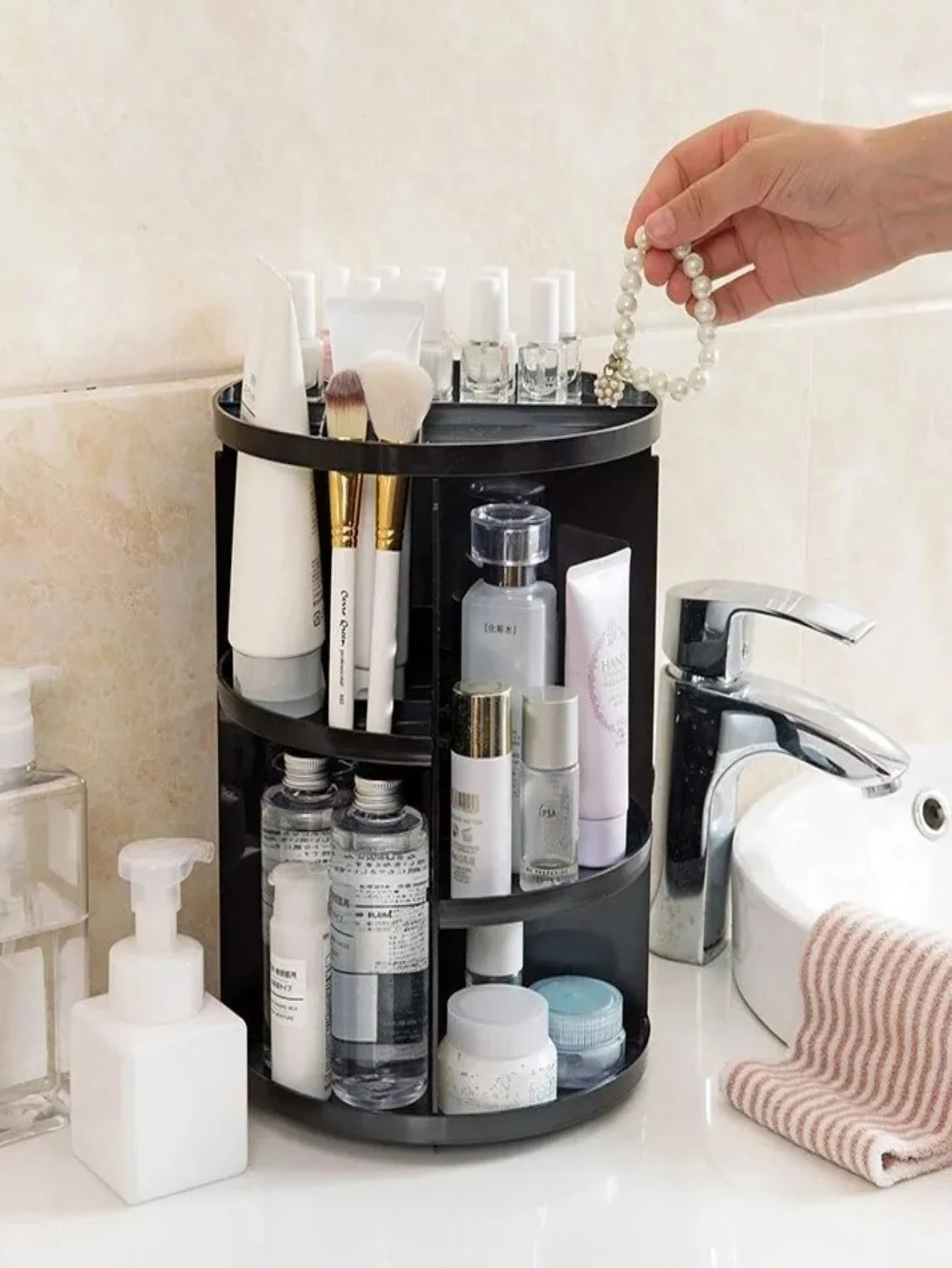 COSMETIQUERO ORGANIZADOR MAQUILLAJE GIRATORIO ESTANTE RONDON - 1