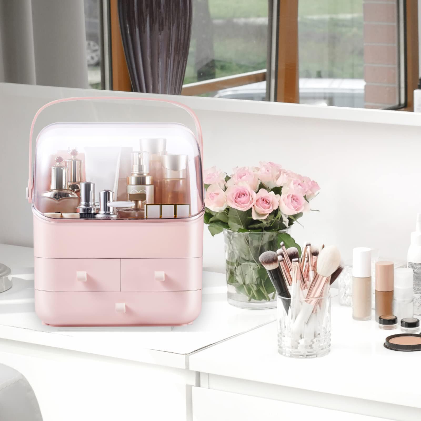 COSMÉTIQUERO TAPA RESISTENTE CAJA MAQUILLAJE PORTÁTIL RONDON - 1
