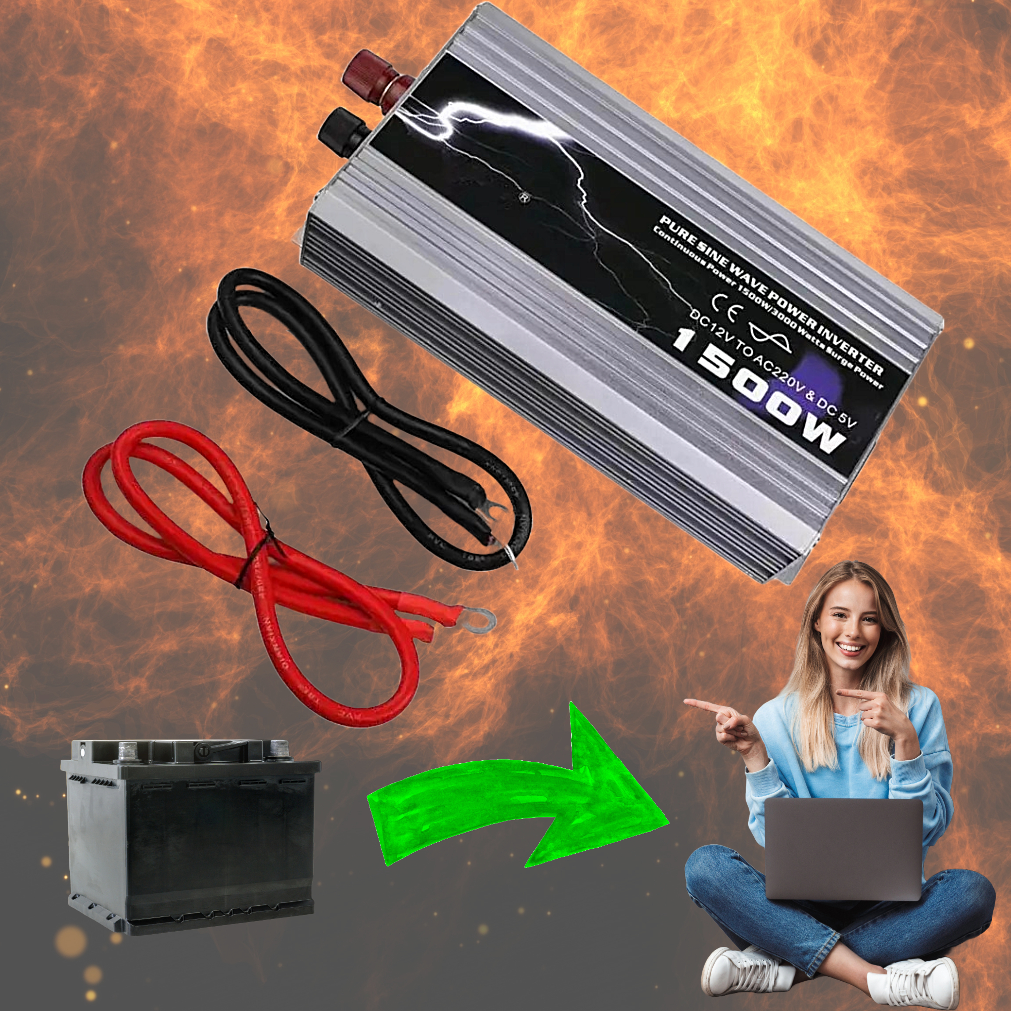 INICIADOR BATERIA VEHICULO FERMAX INVERSOR POTENCIA CARRO RONDON - 9