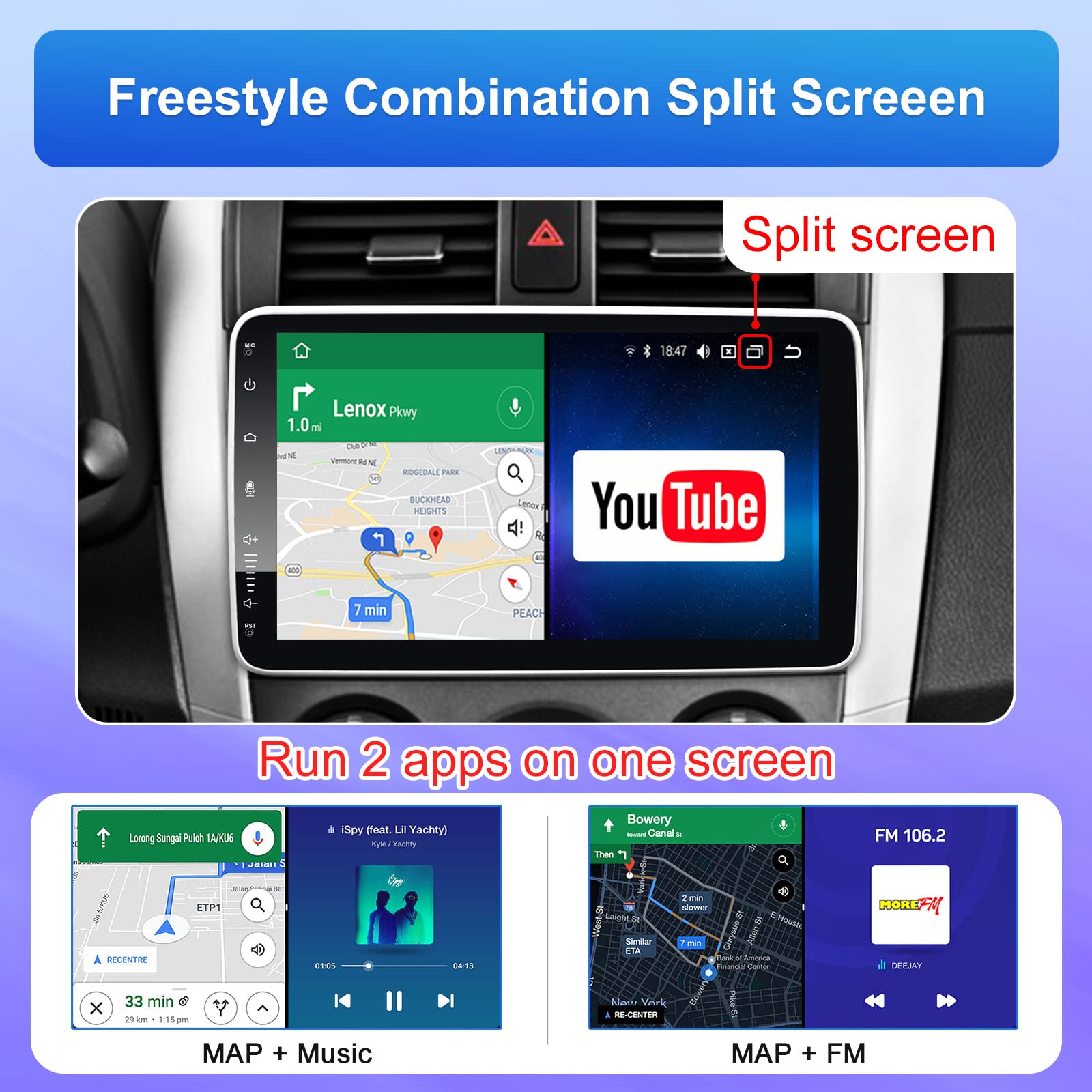 RADIO COCHE BLUETOOTH PANTALLA EXTRAIBLE ANDROID RONDON - 6