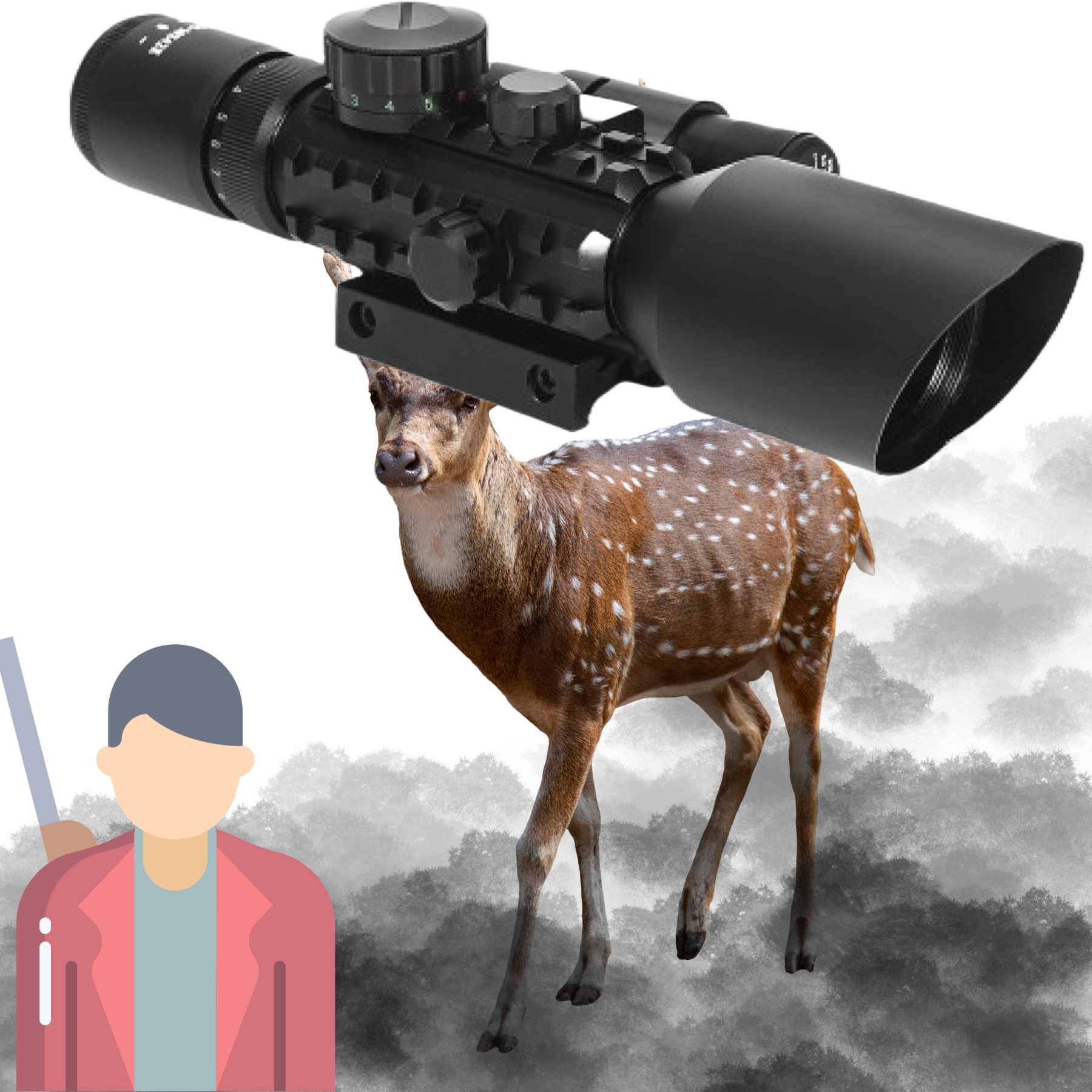 MIRA MONOCULAR PUNTO LÁSER ILUMINADO ALCANCE RIFLE RONDON - 2