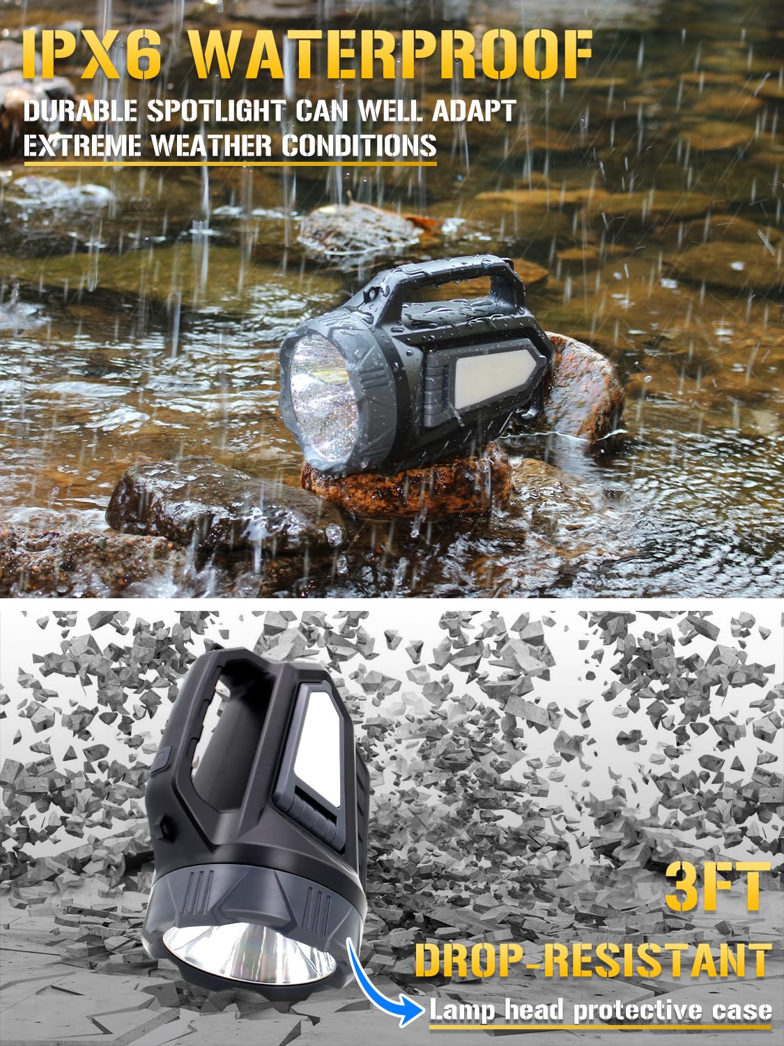 LINTERNA MANO RECARGABLE LUCES LED EXTERIOR RONDON - 4