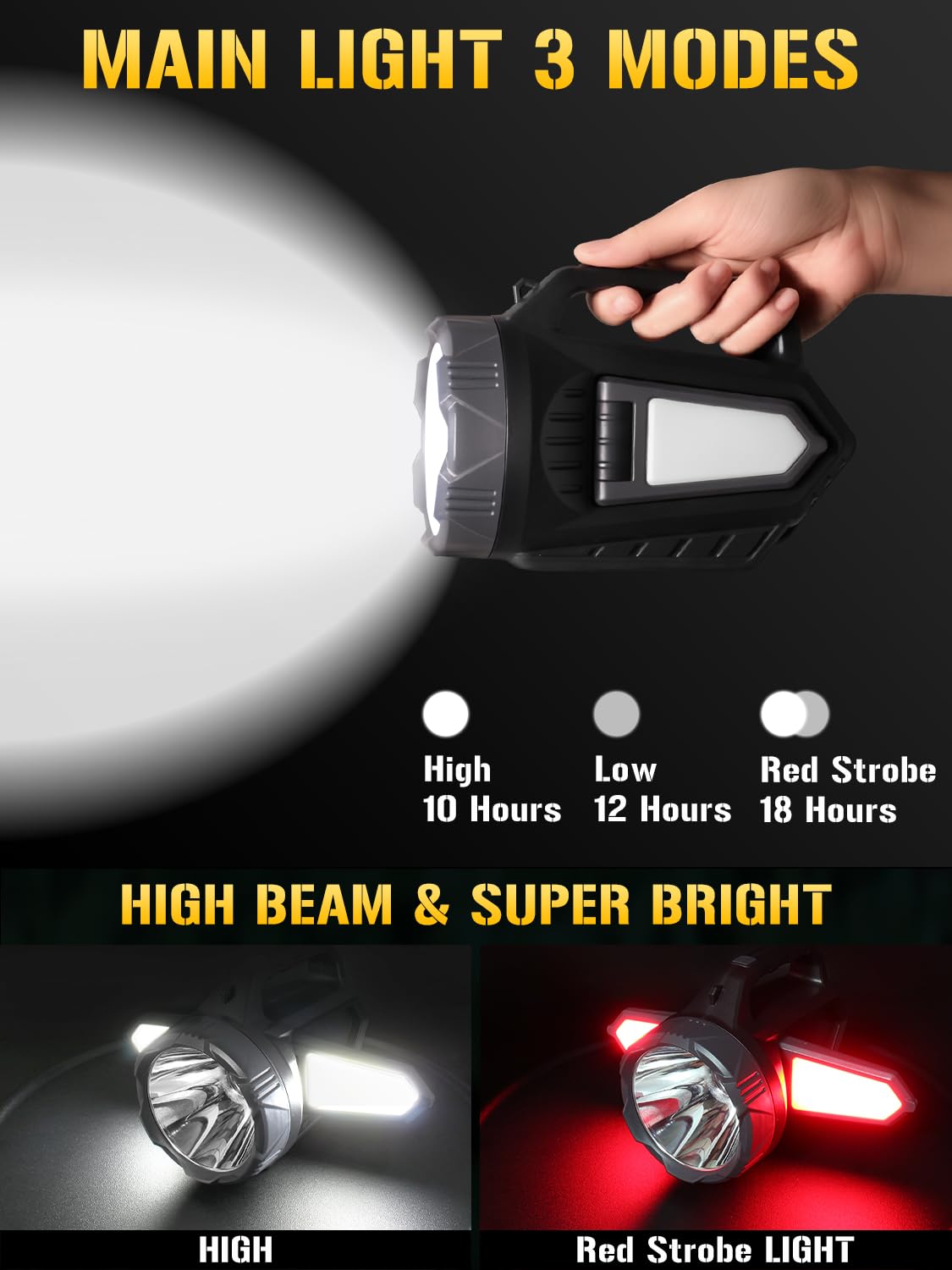 LINTERNA MANO RECARGABLE LUCES LED EXTERIOR RONDON - 6
