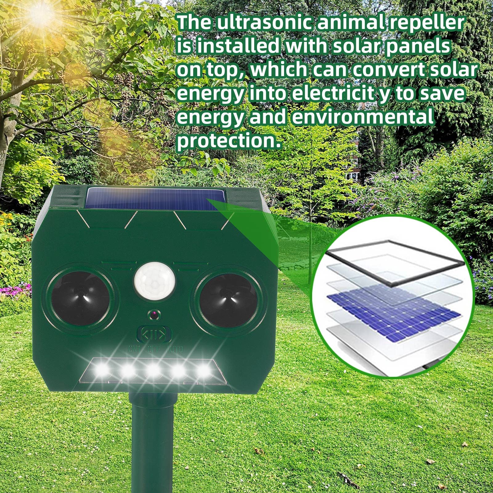REPELENTE SOLAR ULTRASONICO ANIMALES AHUYENTADORES RONDON - 1