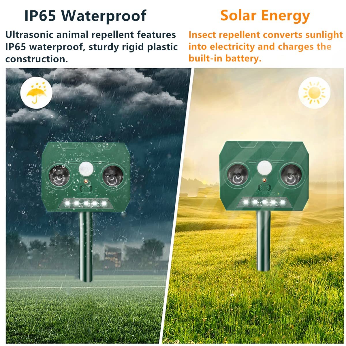 REPELENTE SOLAR ULTRASONICO ANIMALES AHUYENTADORES RONDON - 8