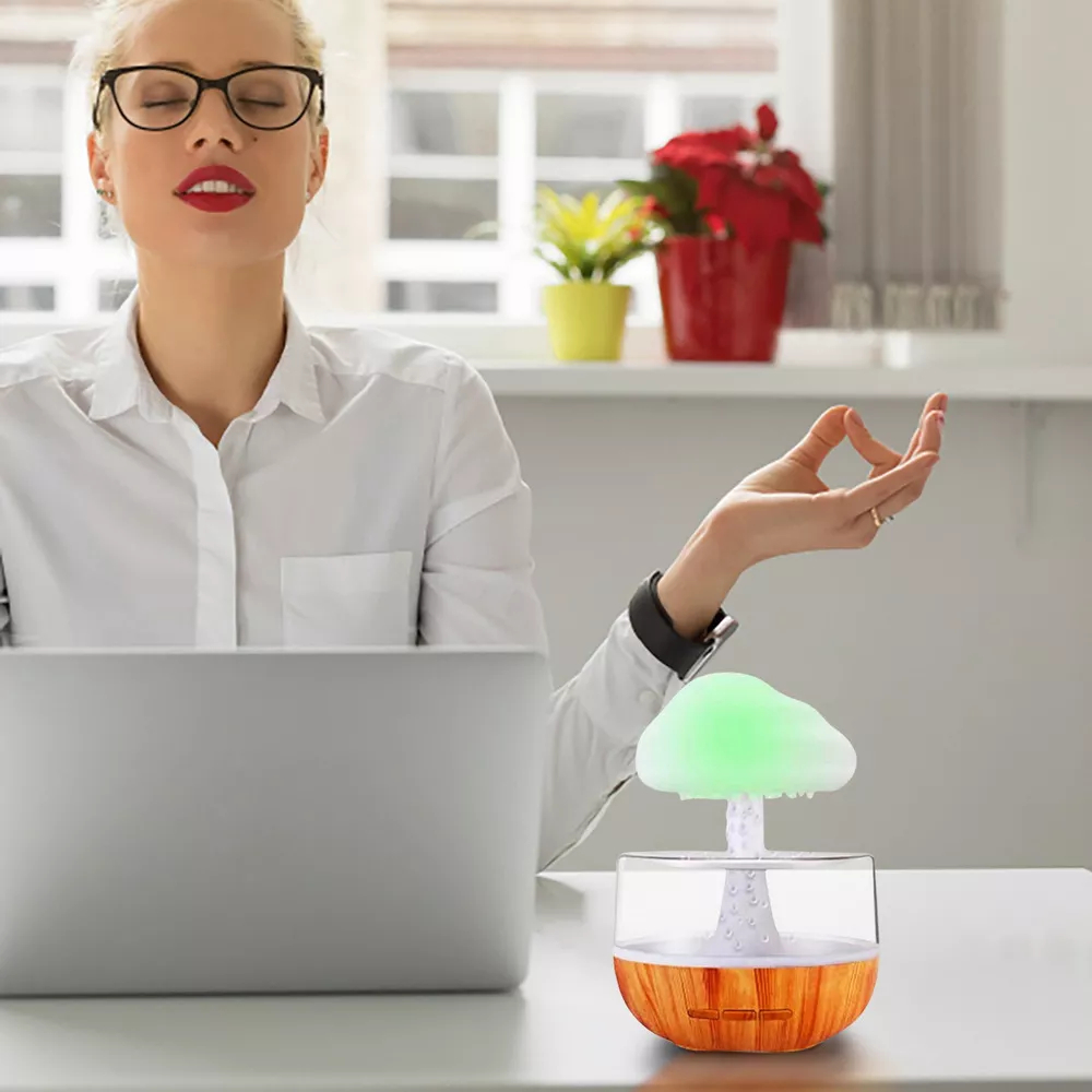 HUMIDIFICADOR NUBE LLUVIA DORMITORIO RELAJANTE LUZ AGUA JER - 4