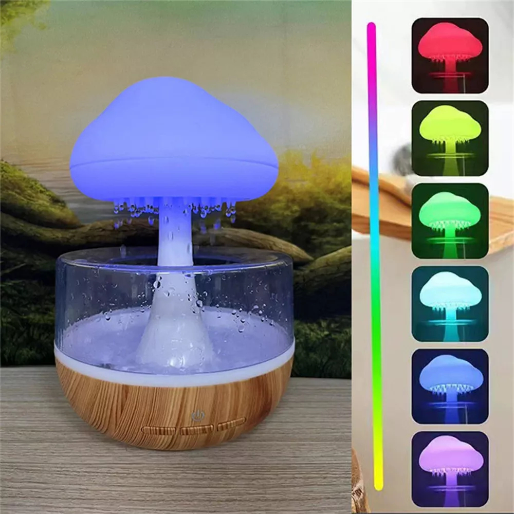 HUMIDIFICADOR NUBE LLUVIA DORMITORIO RELAJANTE LUZ AGUA JER - 5