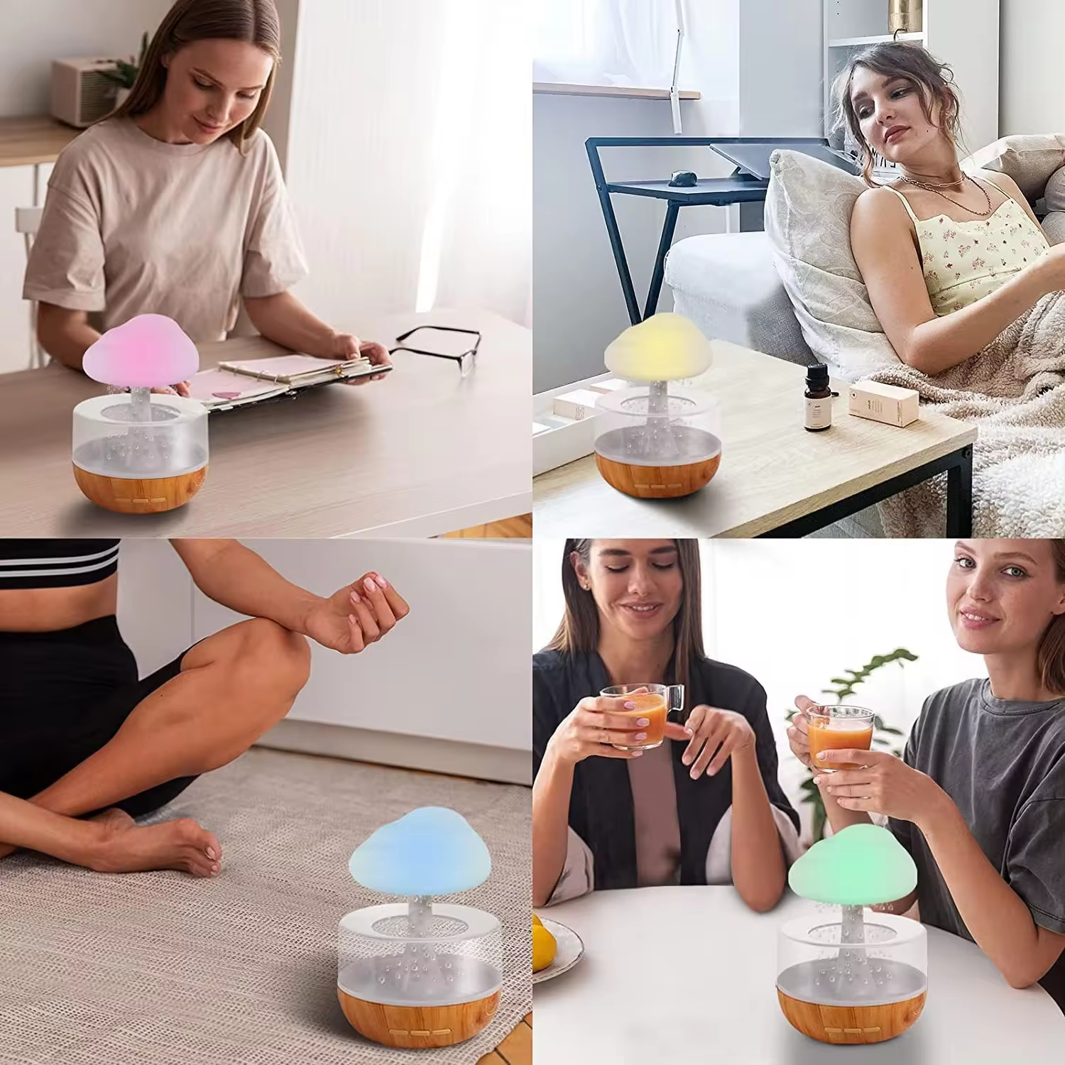HUMIDIFICADOR NUBE LLUVIA DORMITORIO RELAJANTE LUZ AGUA JER - 8