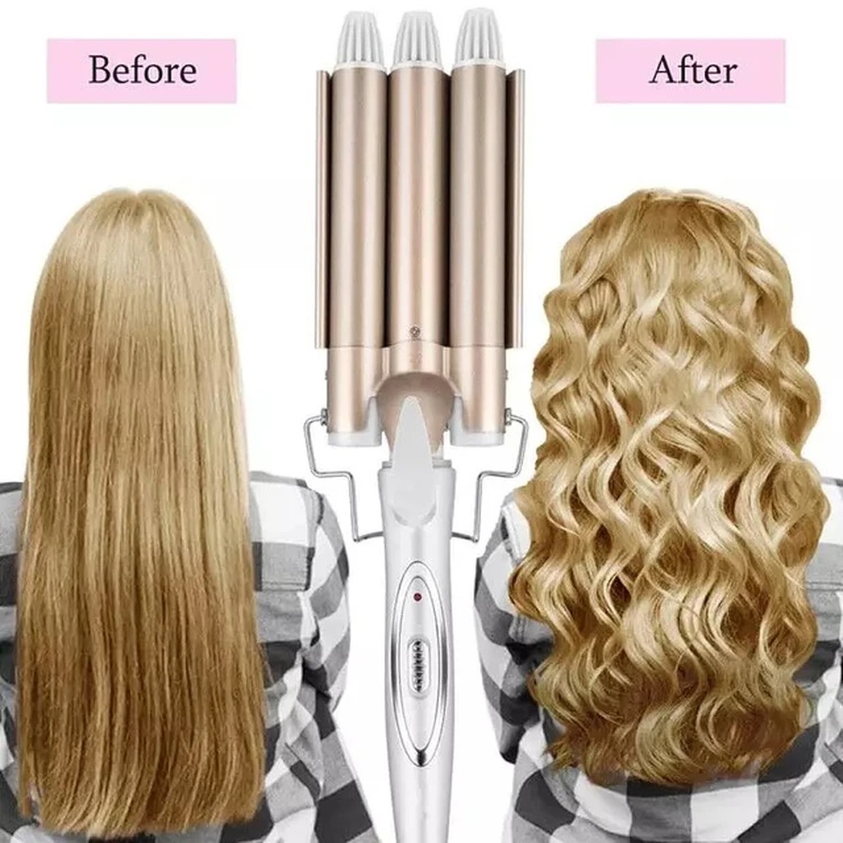 RIZADOR PELO TRIPLE RIZADORA ONDULADO PORTATIL CABELLO JER - 2