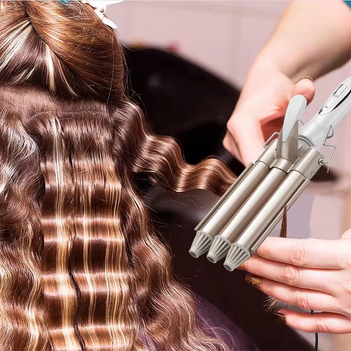 RIZADOR PELO TRIPLE RIZADORA ONDULADO PORTATIL CABELLO JER - 7