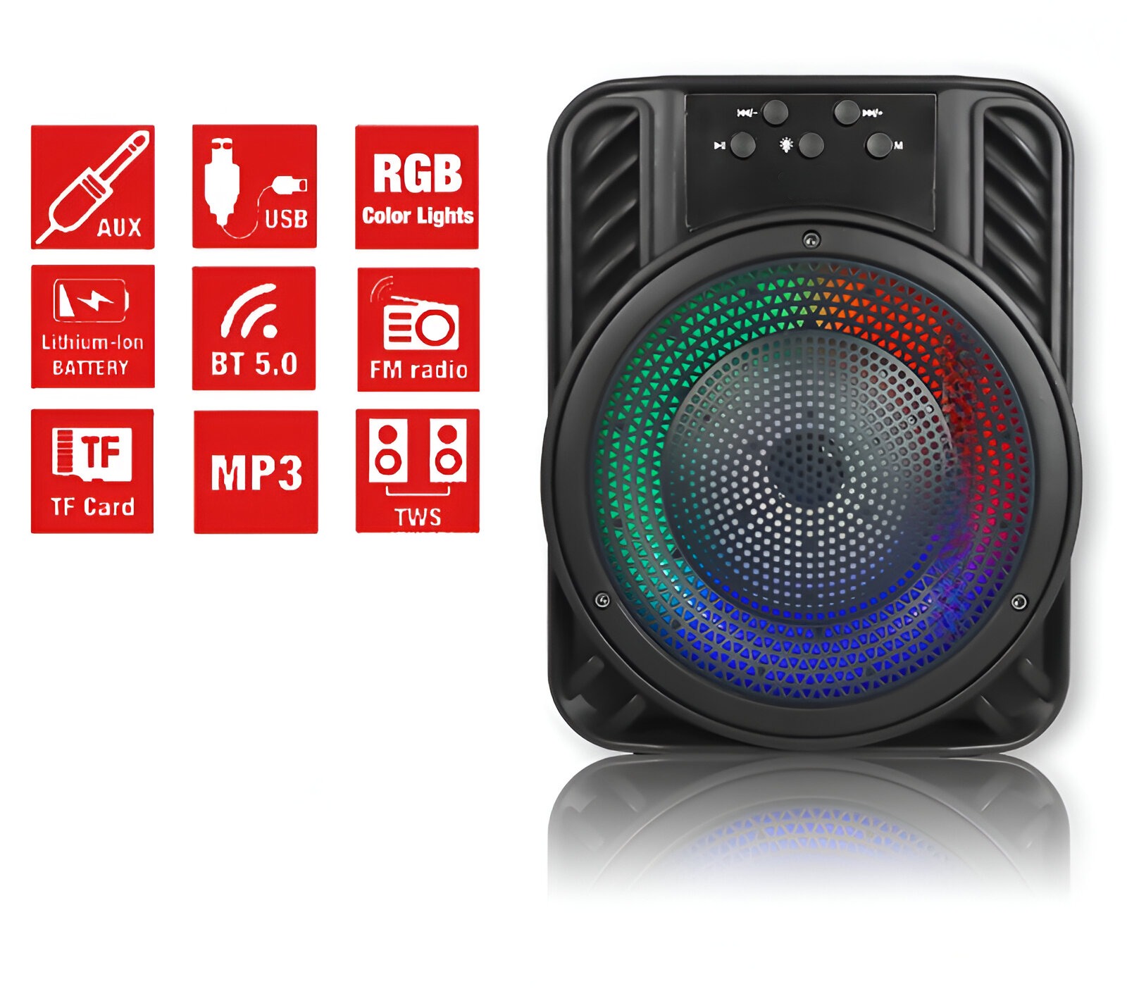 PARLANTE ALTAVOZ PORTATIL BLUETOOTH 4¨ LED USB RGB MODOS - 7