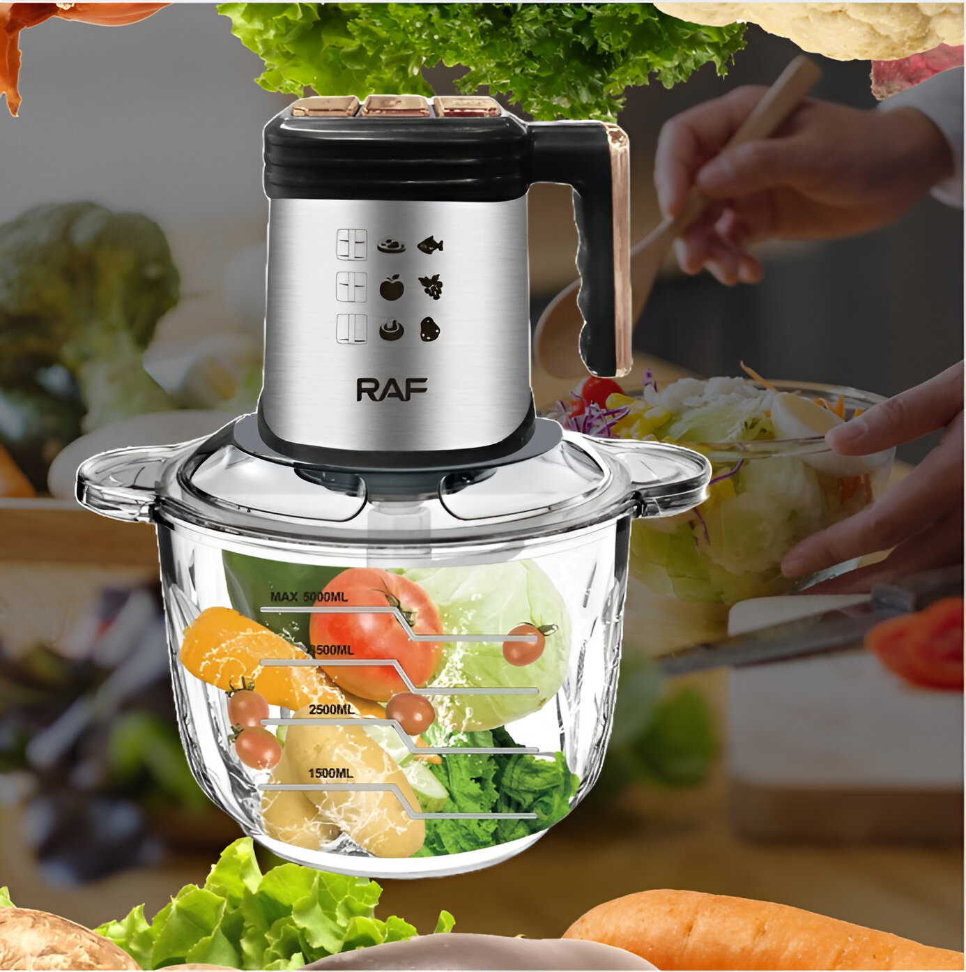 PROCESADOR ALIMENTO COCINA MULTIFUNCIONAL PICADORA JER - 7