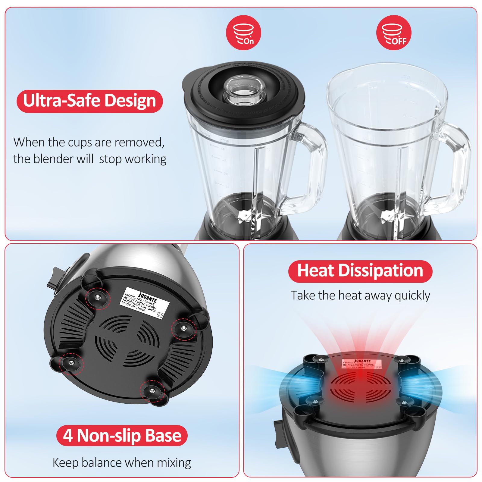 LICUADORA BEBIDAS LICUADO MULTIFUNCION CALIDAD VIDRIO JER - 6