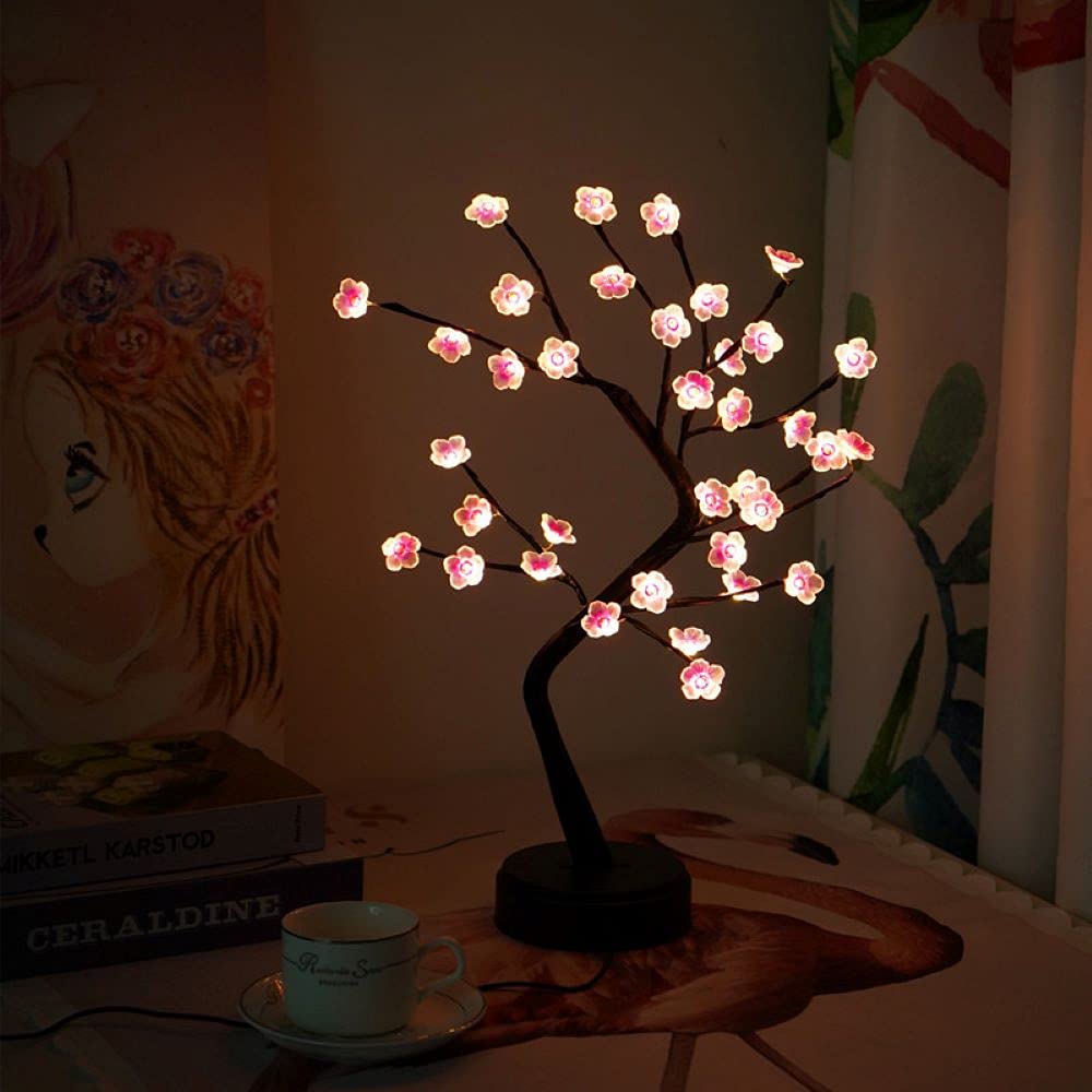 LAMPARA MESA ARBOL FLORES CEREZO BONSAI ILUMUNACION JER - 1